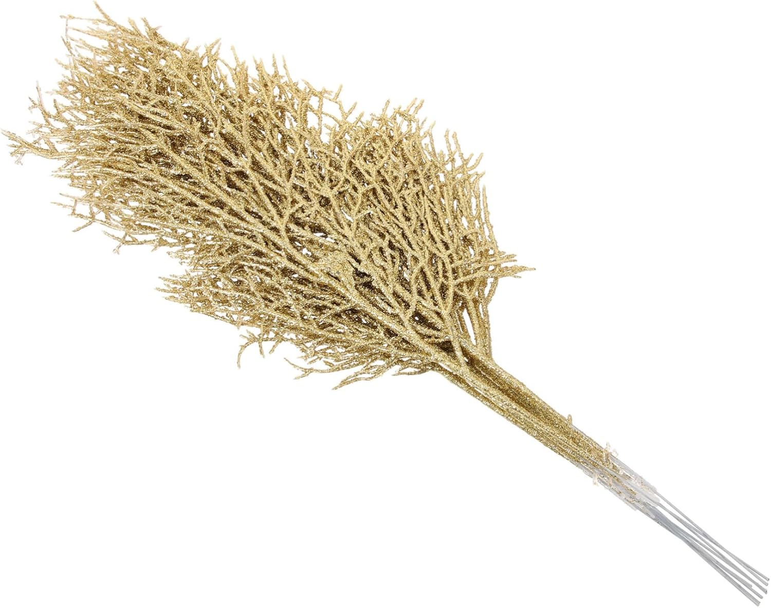 Artificial Leaves Christmas Tree Ornaments Set of 10 Glitter Plastic Decorative Leaves Xmas Festival Decorations image number 2