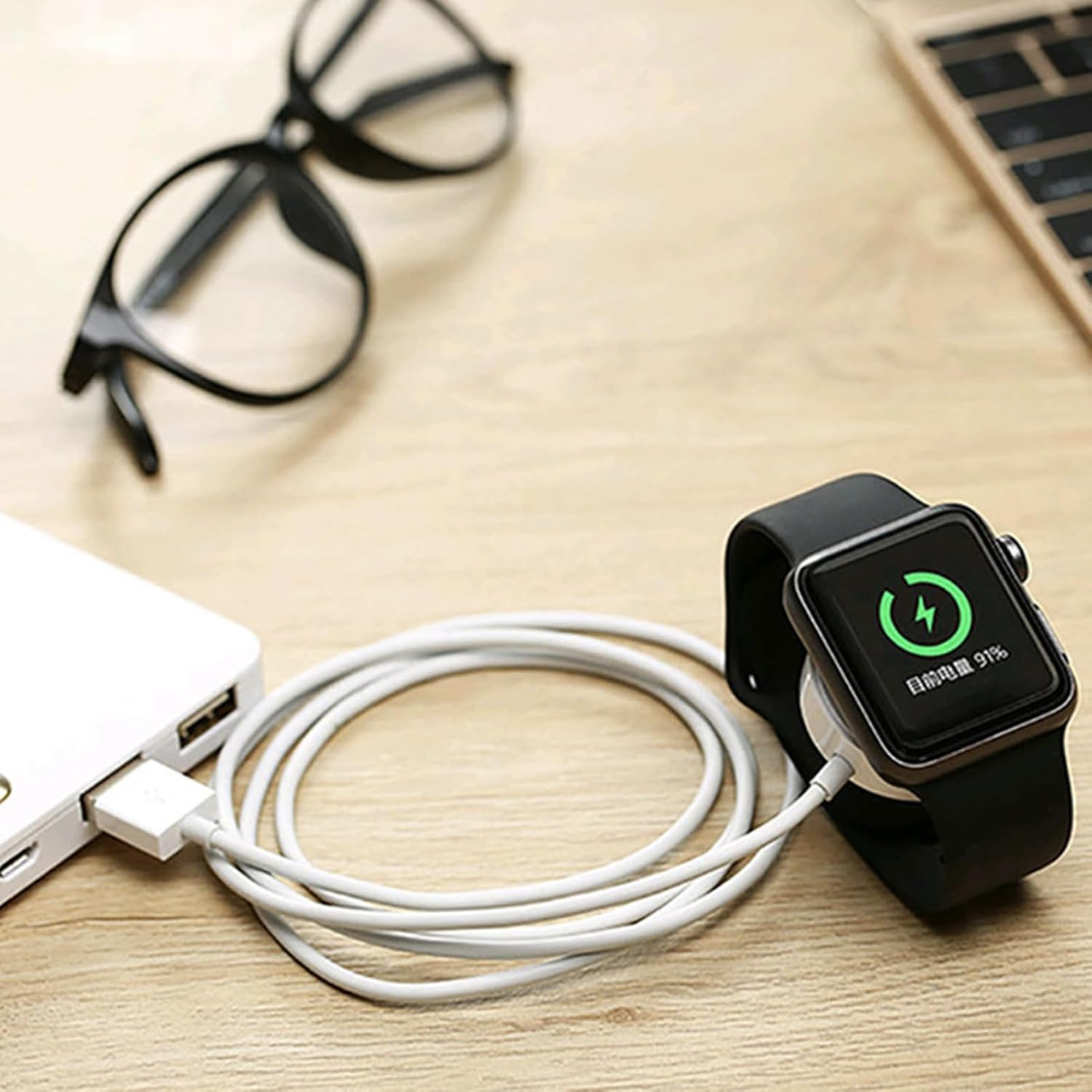 2 Pcs Upgraded Magnetic Fast Charging Cable for Apple Watch Series 9/8/7/6/5/4/3/2/1, 3.3Ft USB/USB C Braided Charger Cord for Iwatch 9 8 7 6 SE SE2 5 4 3 2 1 (White, USB)