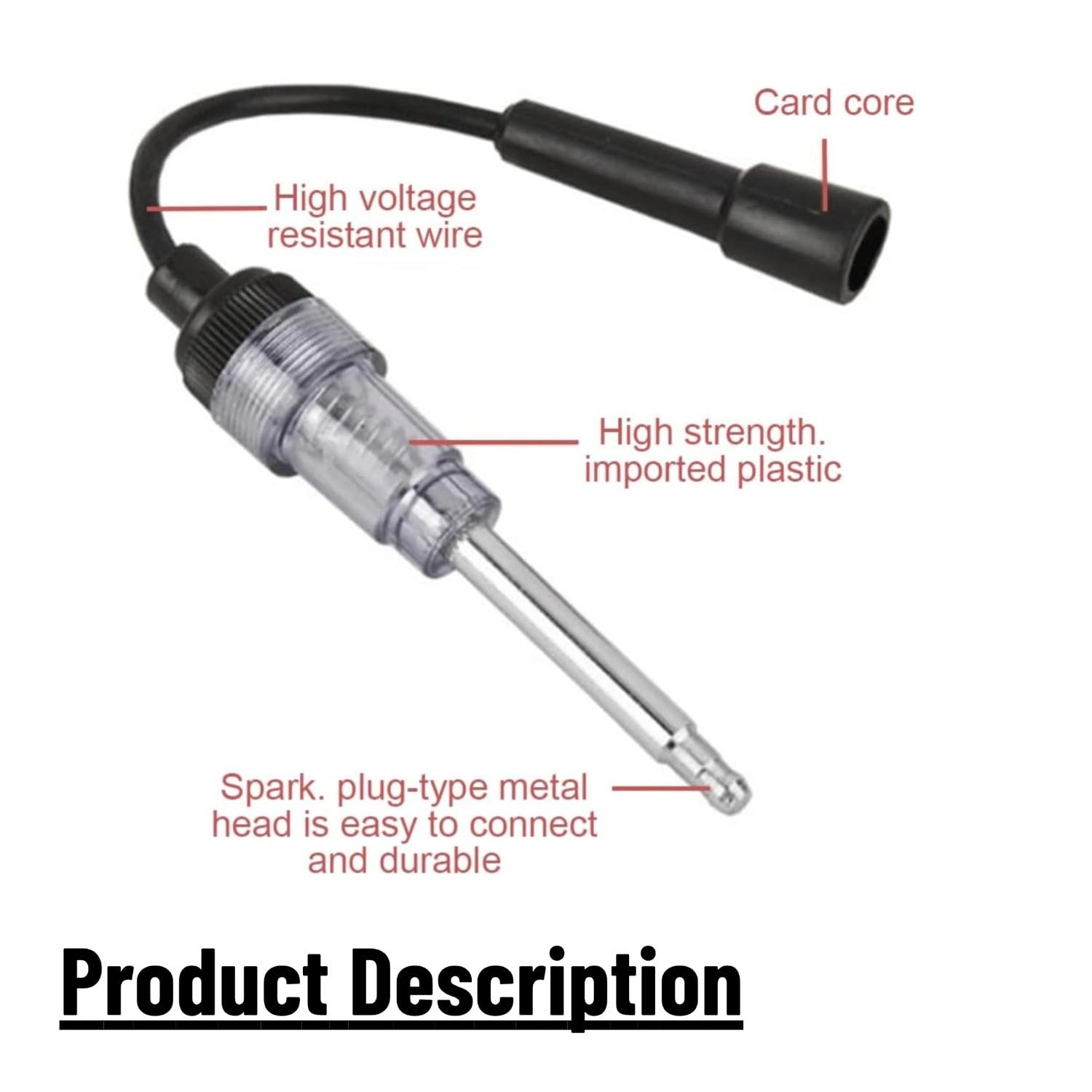 2PCS Inline Spark Plug Tester, Straight Boot Engine Ignition Tester Light, Small Armature Diagnostic Detector Tool for Automotive, Car, Lawnmower, Motorcycles, Internal External Engine image number 6