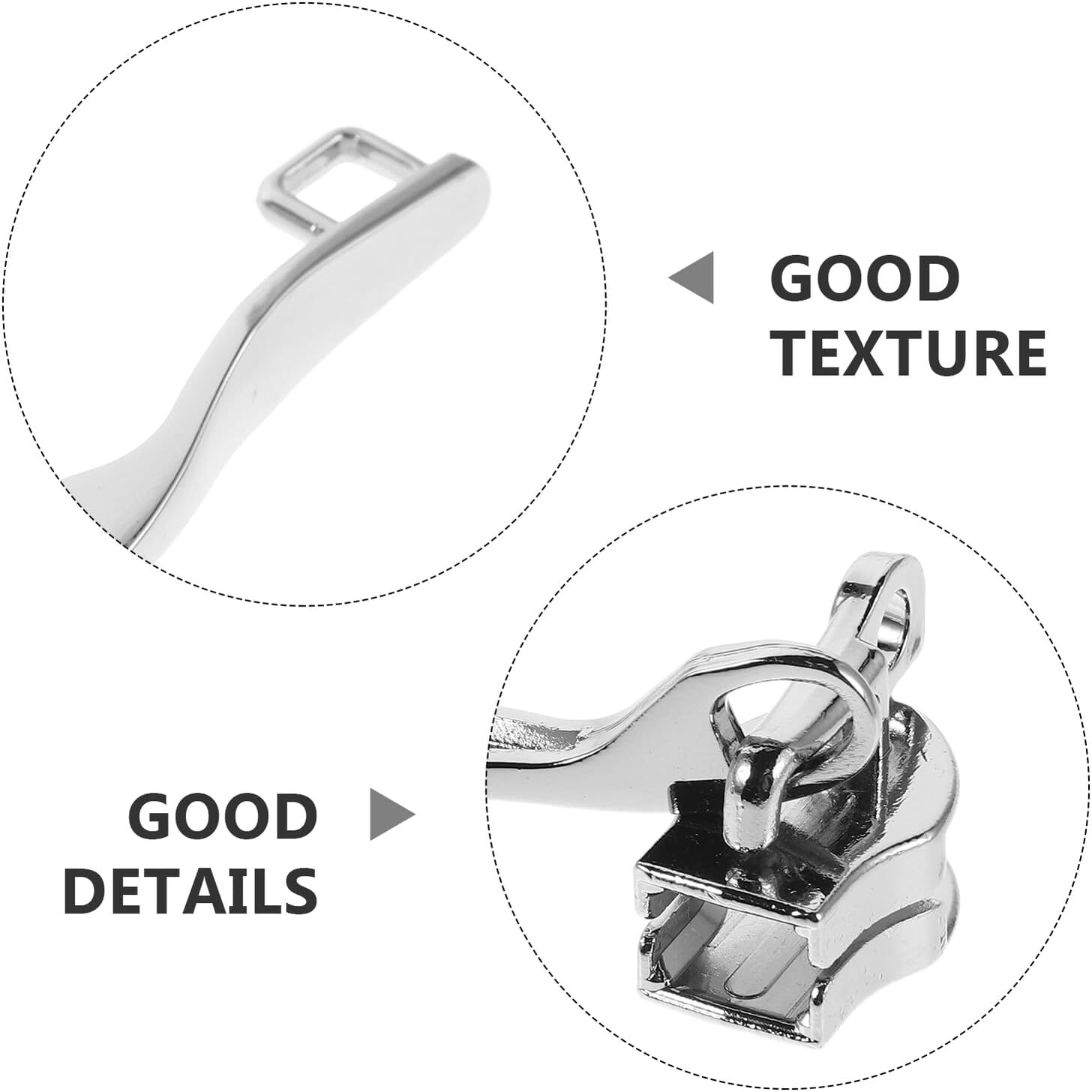 MOKKHNB 4 Pairs Lockable Zipper Pull Replacement Sliders for Suitcase Luggage, Nylon Double-Layer Explosion-Proof Zipper Heads in Mirror Silver, Travel Luggage Repair Kit