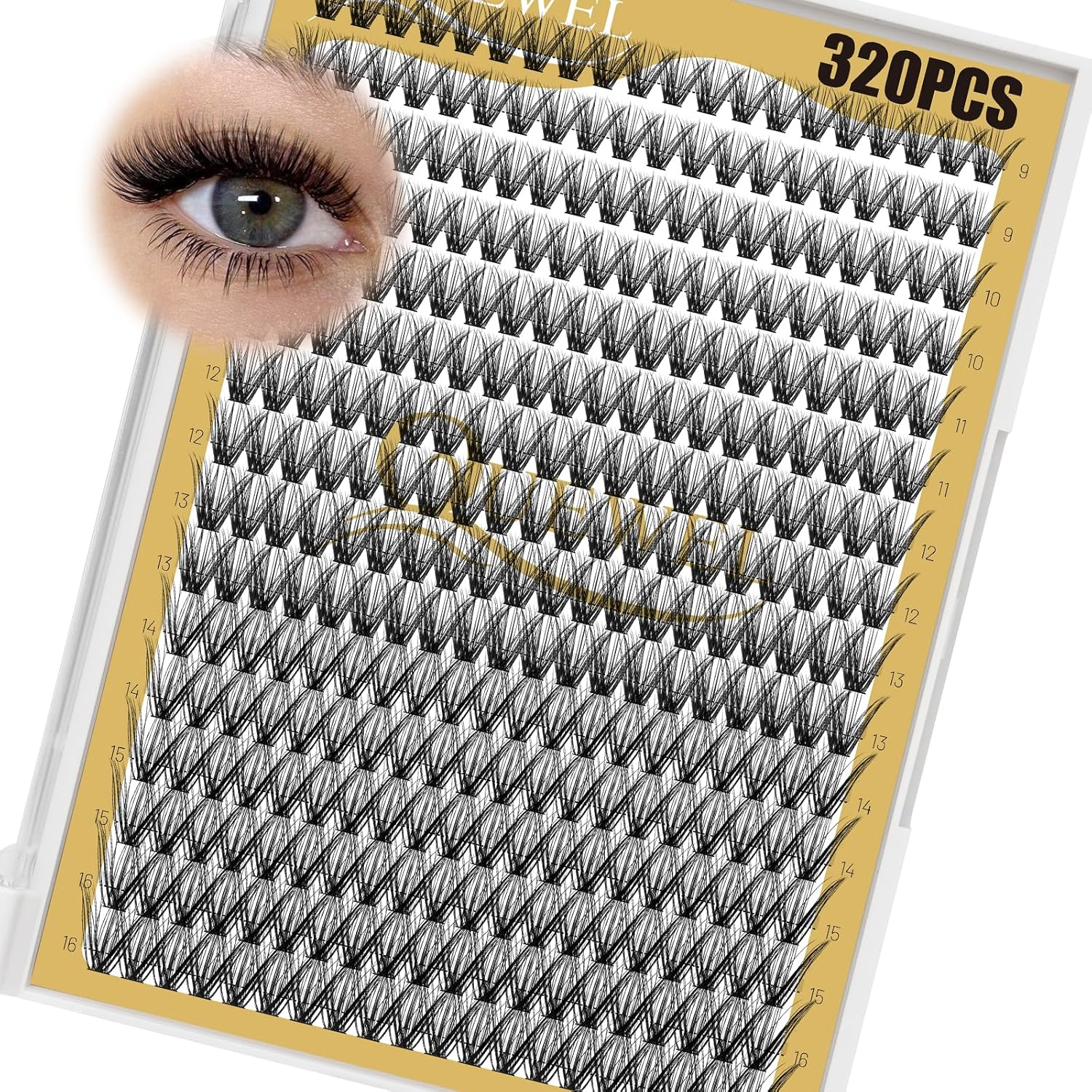 QUEWEL Lash Clusters 320Pcs 40D D Curl Mix9-16Mm Individual Eyelashes Clusters Wispy DIY Eyelash Extension Thin Band Soft Black Cruelty-Free Cluster Lashes - Black-30+40D-Kit image number 2