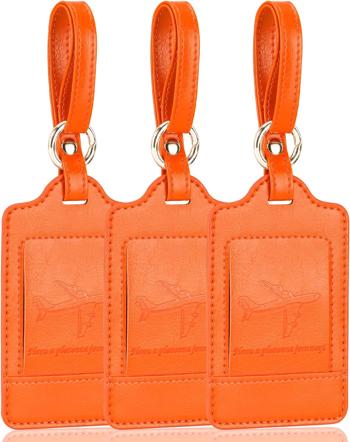 Teskyer Luggage Tags, 3 Pack Premium PU Leahter Luggage Tags Privacy Protection Travel Bag Labels Suitcase Tags image number 4