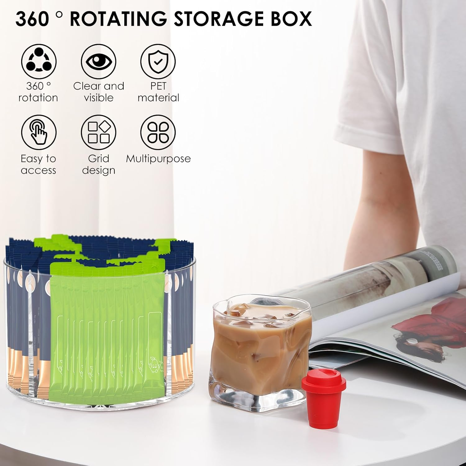 Lazy Susan Turntable, round Plastic Clear Lazy Susan Turntable Food Storage Container, Clear Turntable Organizer, Rotates 360 Degrees for Kitchen Cabinet, Pantry and Bathroom Organization (1PC) image number 2