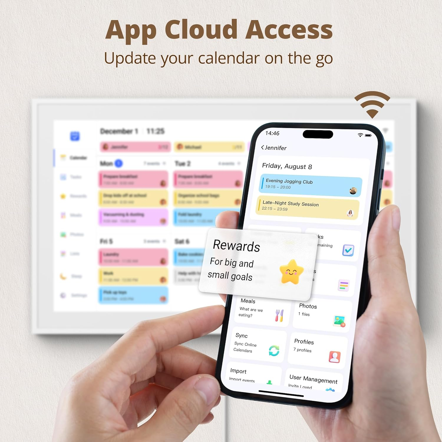 Dragon Touch 15.6" Digital Calendar Chore Chart &ndash; 1080P Full HD Interactive Touchscreen, 2026 Smart Family Planner, Hearth Display Digital Calendar Wall & Desk Mountable for Seamless Scheduling with AU Adapter image number 3