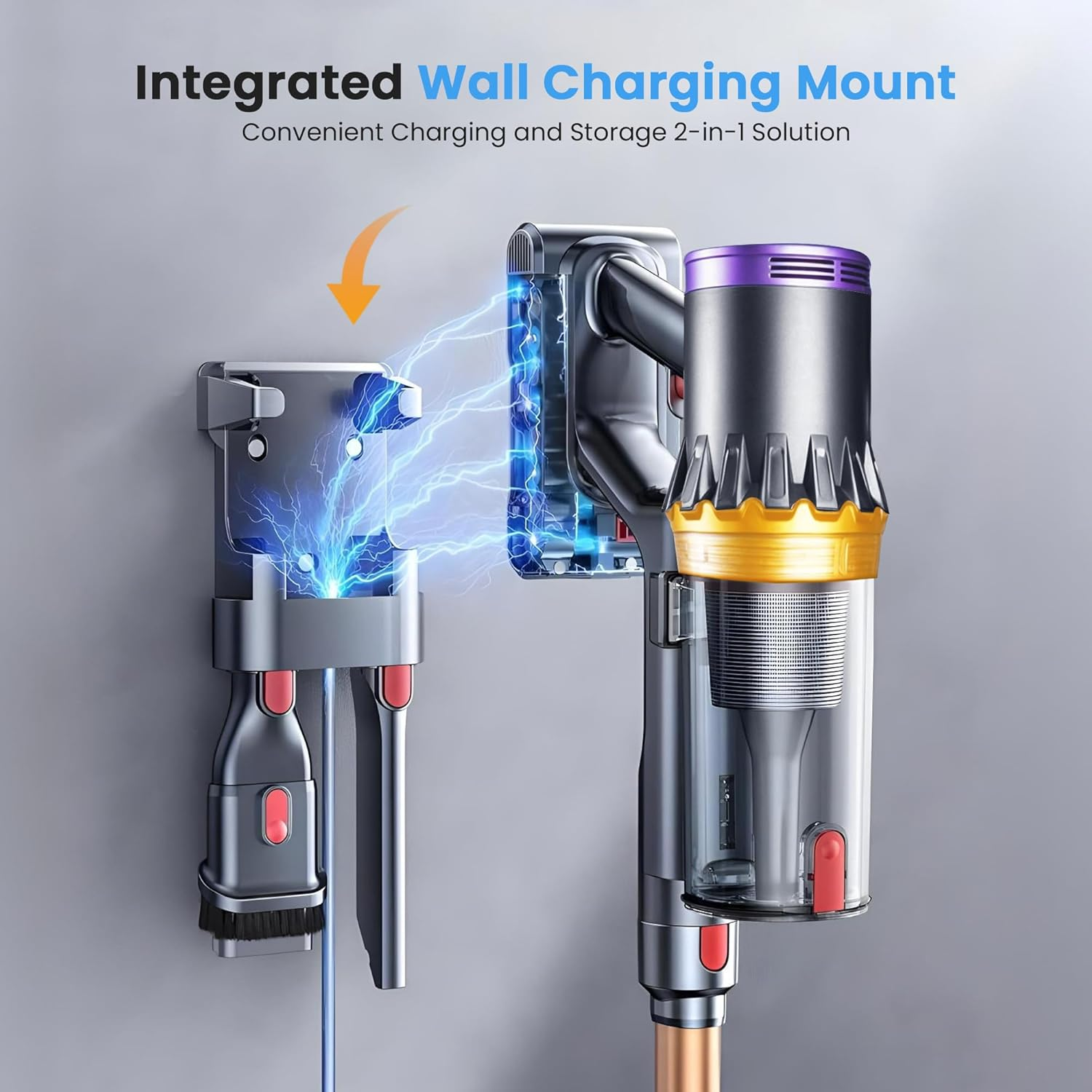 Cordless Stick Vacuum Cleaners 45Kpa/550W with Upto 90Mins Runtime | RFAQK Upright Vacuum Cleaner with 2 Hepa Filters-Wall Mounted-Touchscreen-Anti-Tangle Brush (Purple)