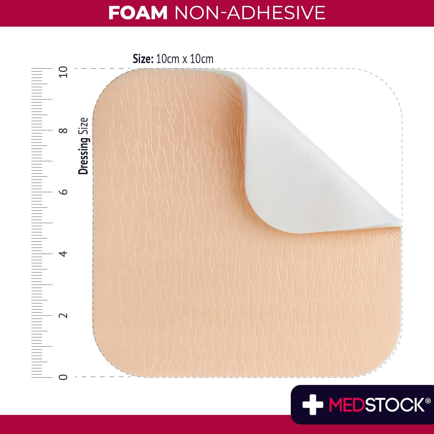 MEDSTOCK Foam Non-Adhesive Dressing Multipack - 10Cm X 10Cm - 2Pcs