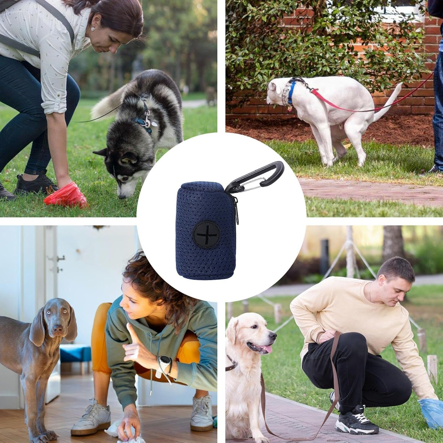 Mesh Fabric Dog Poop Bags Dispenser with Zipper,Hangable Pet Supplies for Dog Waste Bags, Large Capacity