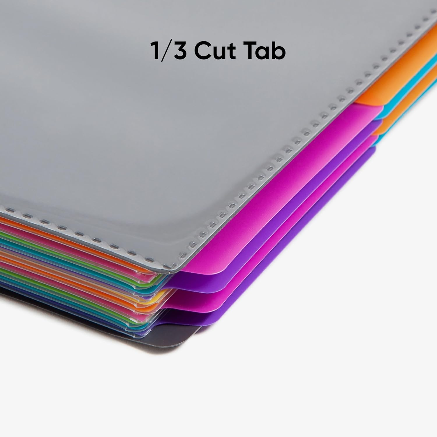 Smead Project Organizer, 24 Pockets, Grey with Assorted Bright Tabs, Tear Resistant Poly, 1/3-Cut Tabs, Letter Size (89206) image number 1