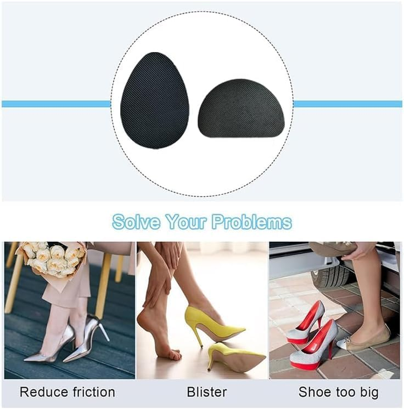 16 Pieces Non-Skid Shoe Pads Self-Adhesive Shoe Grips anti Slip Shoe Pads Noise Reduction Shoes Cushion Anti-Shedding Rubber Sole Protector, Black, 16 Piece Assortment (Black, One Size) image number 5