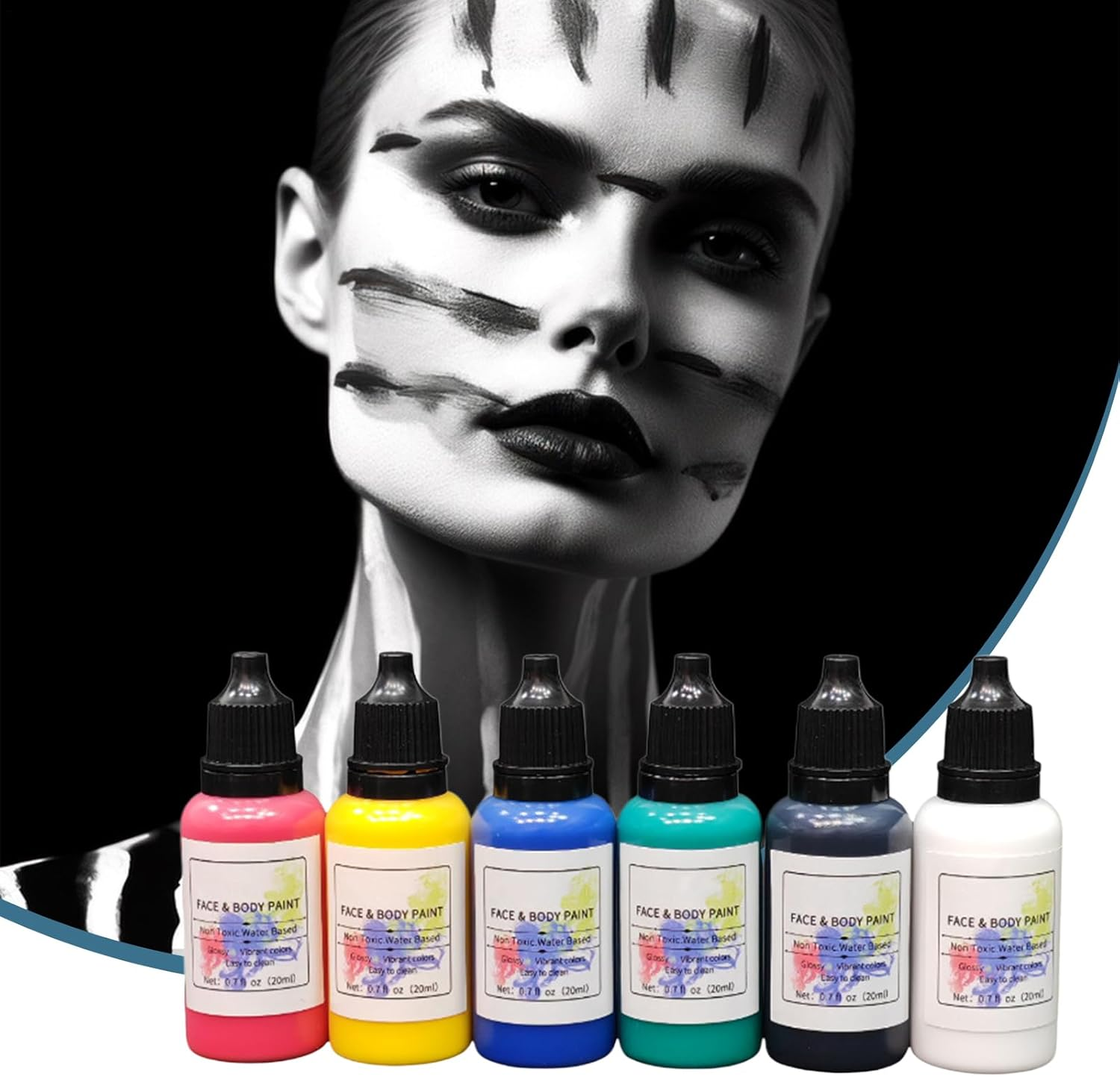 Face Painting Kit for Kids - 6 Colors Festive Facial Paint,Water-Based Washable Eye Face Colors for Men Women Kids Party Festival Christmas Halloween Cosplay Clown