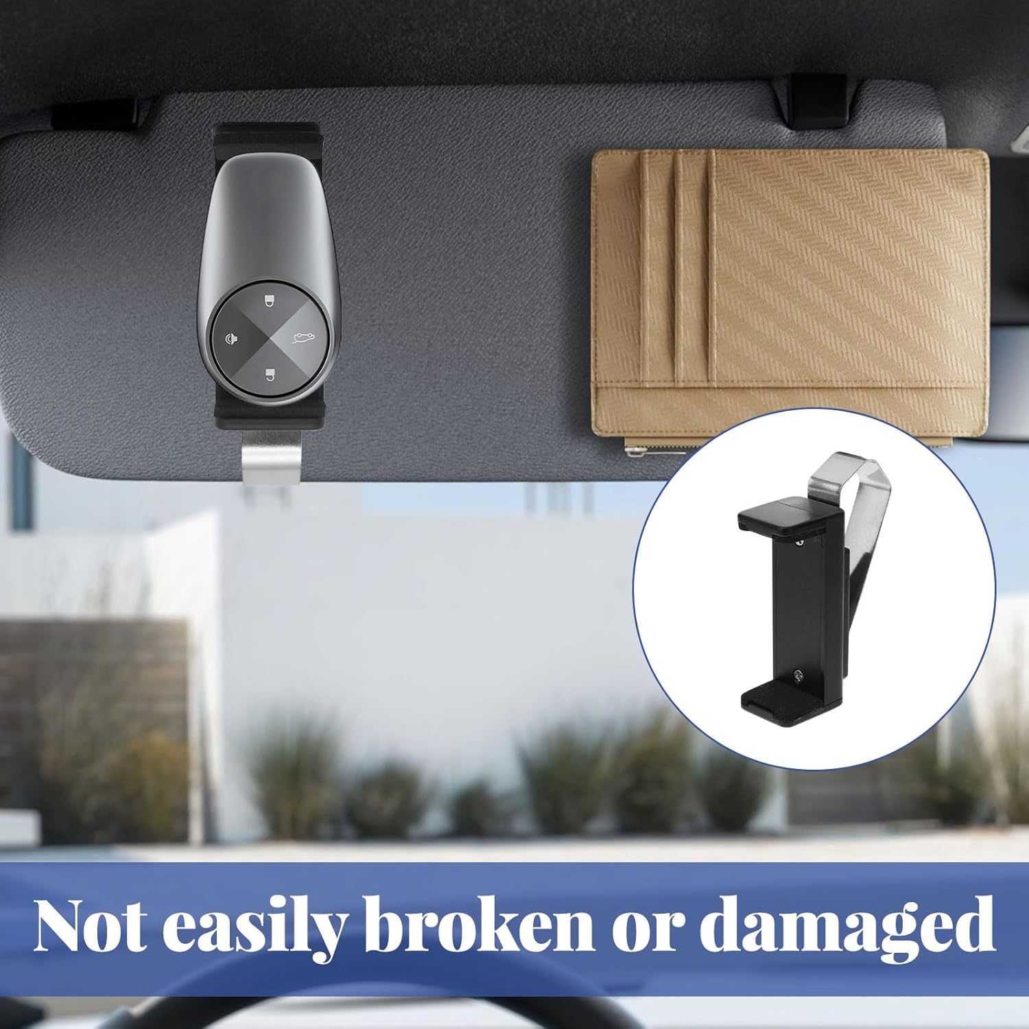 Universal Garage Remote Visor Clips, 2Pcs Car Visor Garage Remote Control, Adjustable 4.5-6.7Cm Holder, Universal Car Garage Remote Visor Clip(Not Include Both Remotes and Batteries) image number 2