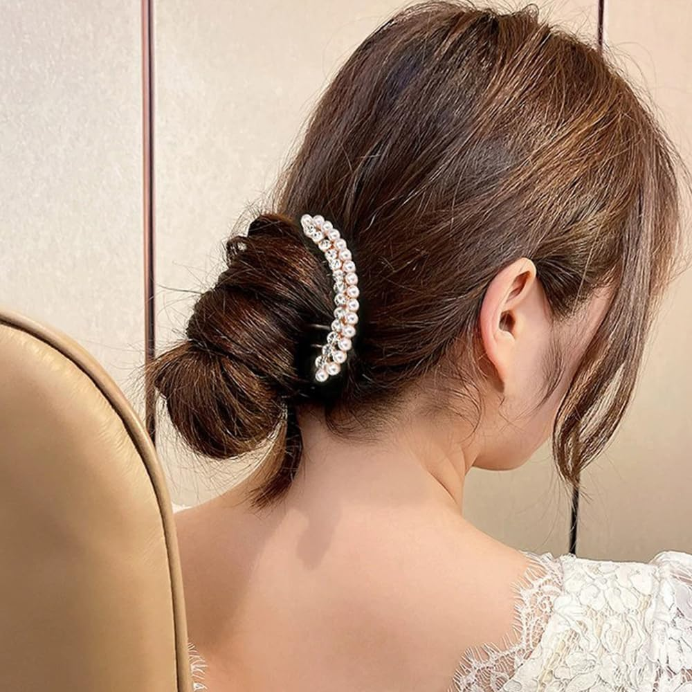 TSUOUKL Pack of 2 Vintage Bridal Hair Combs with Pearls and Crystals - Silver Comb for Weddings, Chignon and Everyday Use (Hair Accessory Set Women)