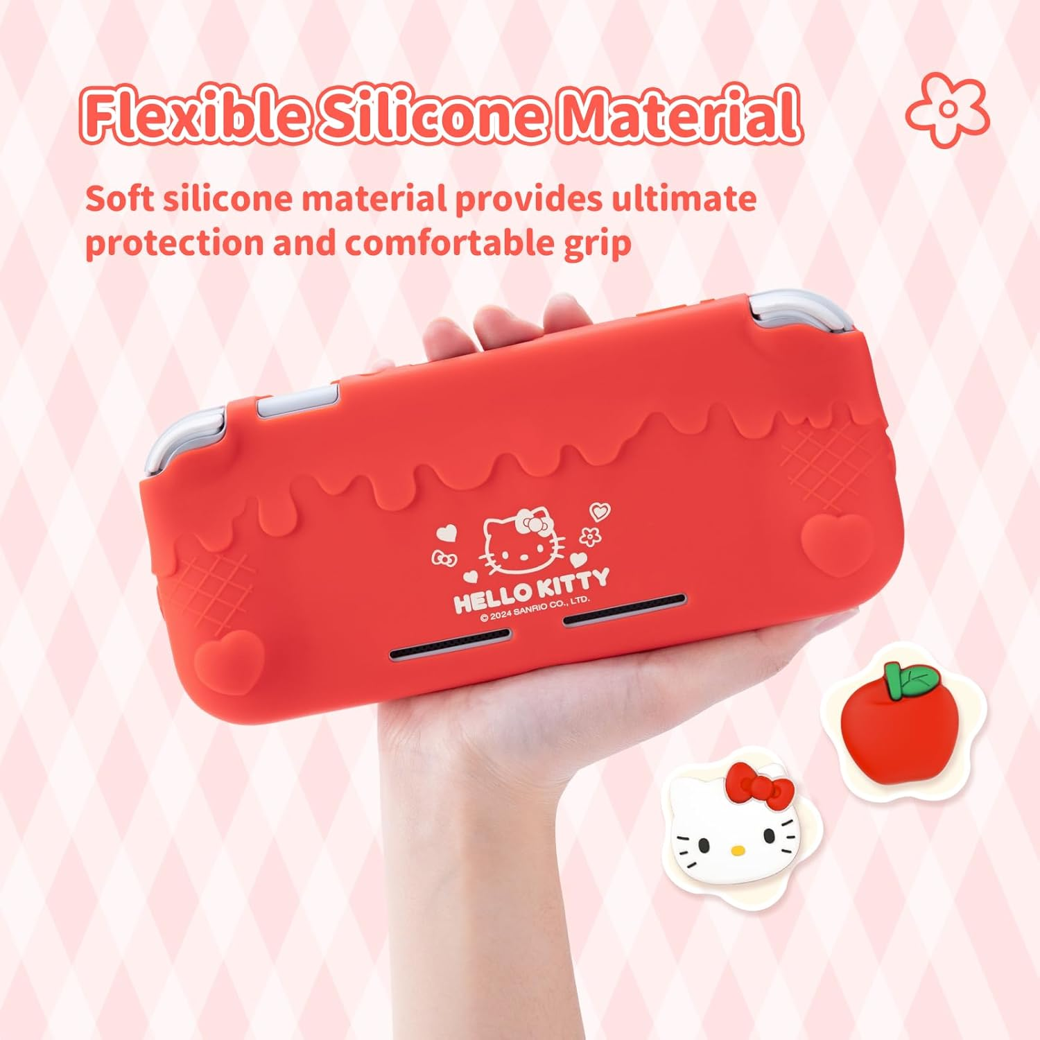 Protective Case for Switch Lite,Anti-Scratch Protective Shell,Soft Silicone Cover Case for Switch Lite 2019 with 2 Thumb Grip Caps (Red) image number 6