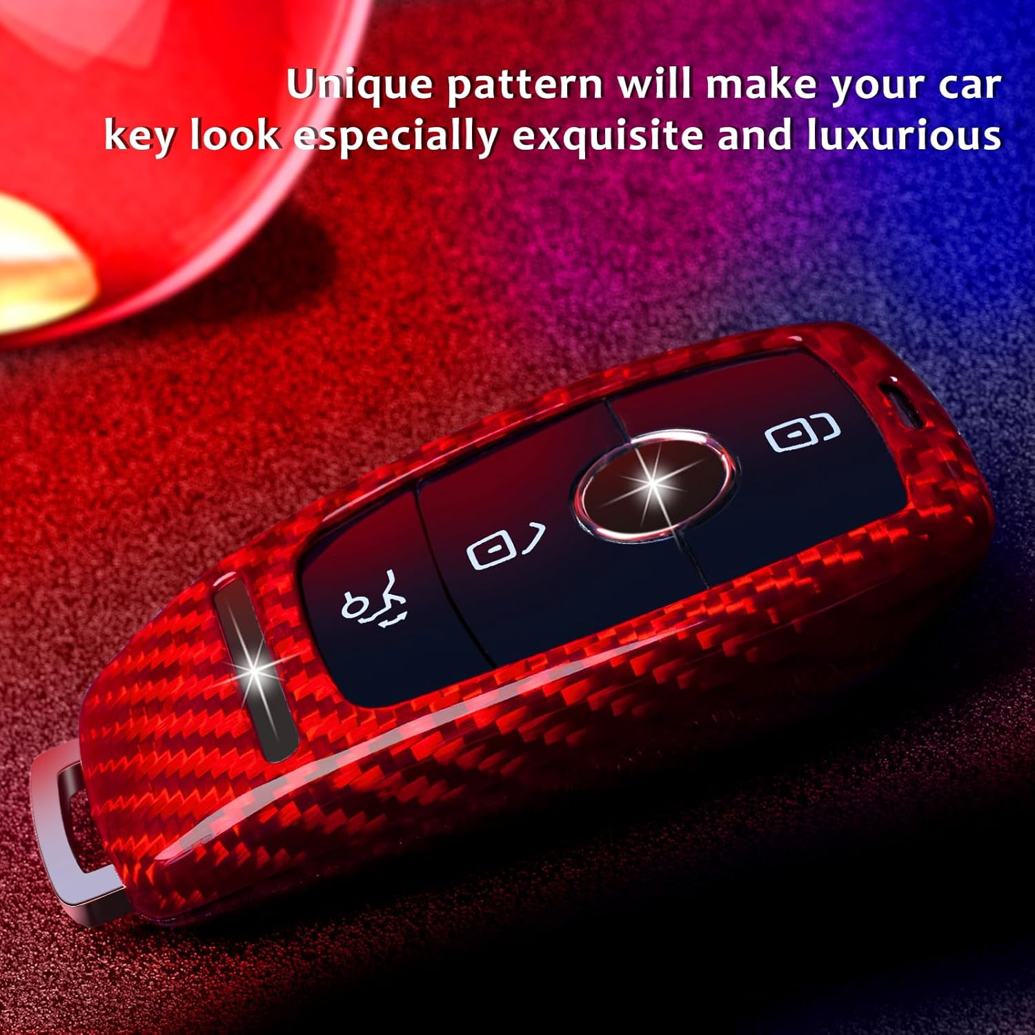 T-Carbon Real Glass Fiber Key Fob Cover for Mercedes Benz, T-Carbon Key Fob Protector Fits for Mercedes-Benz AMG A220 CLS Class E-Class E63S GLE 350 4Matic S-Class Remote Key Case (Red) (003-Bca-Red) image number 6