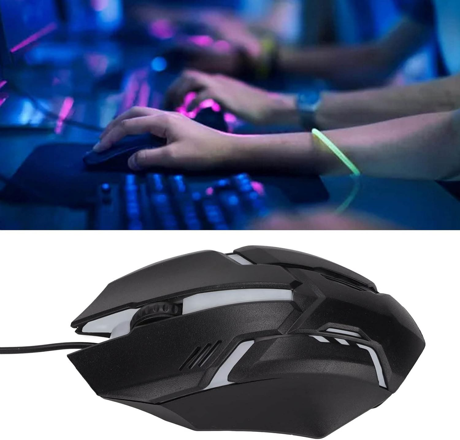 RGB Gaming Mouse, 1600 DPI USB Wired Computer Mice, 3D Scroll Wheel, Adjustable DPI, Ergonomic Gamer Mouse for for 8, for 7, for Vista or for XP (Black) image number 5