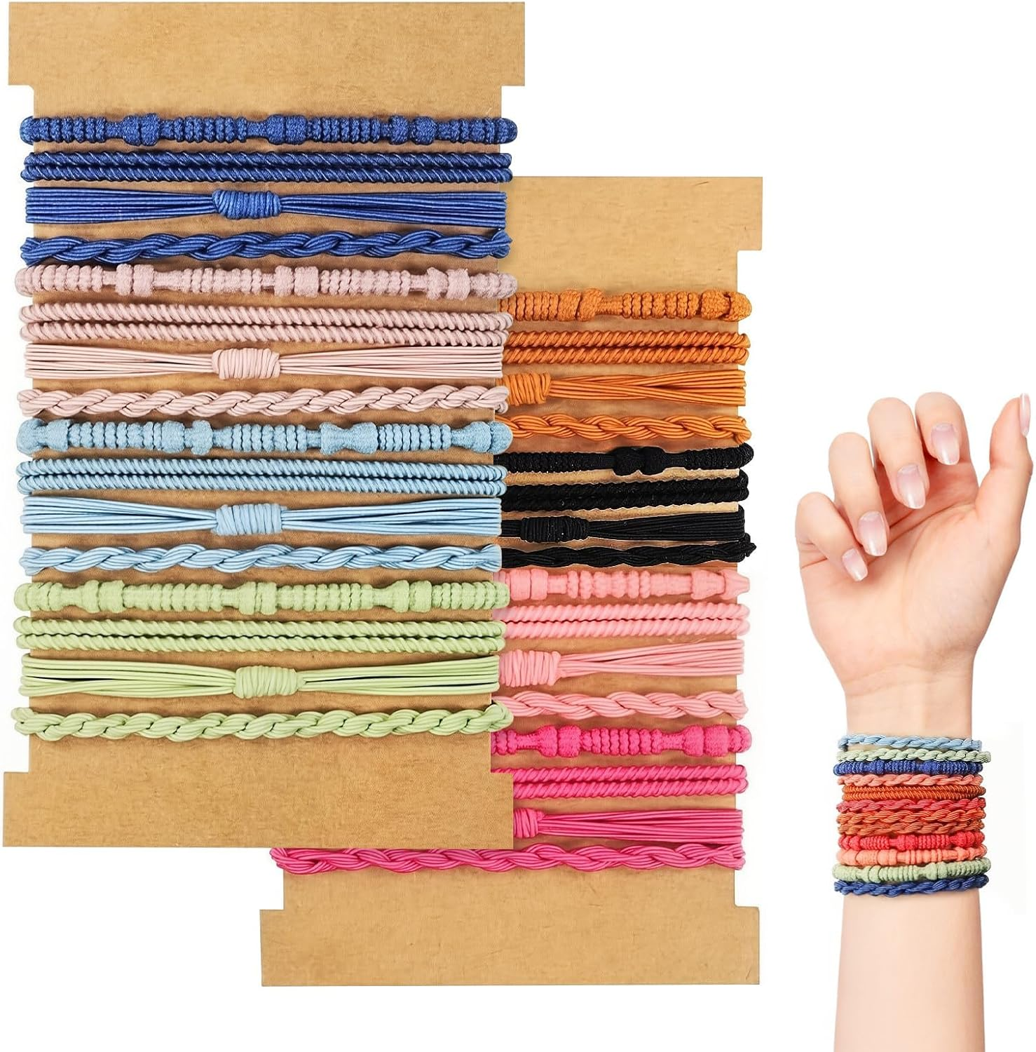 Evadollina Hair Ties Ladies, 32 Pieces Hair Accessories, Hair Ties, Bohemian Colourful Headbands, Scrunchies, Hair Tie Bracelet, Hair Accessories Ladies, Christmas image number 1