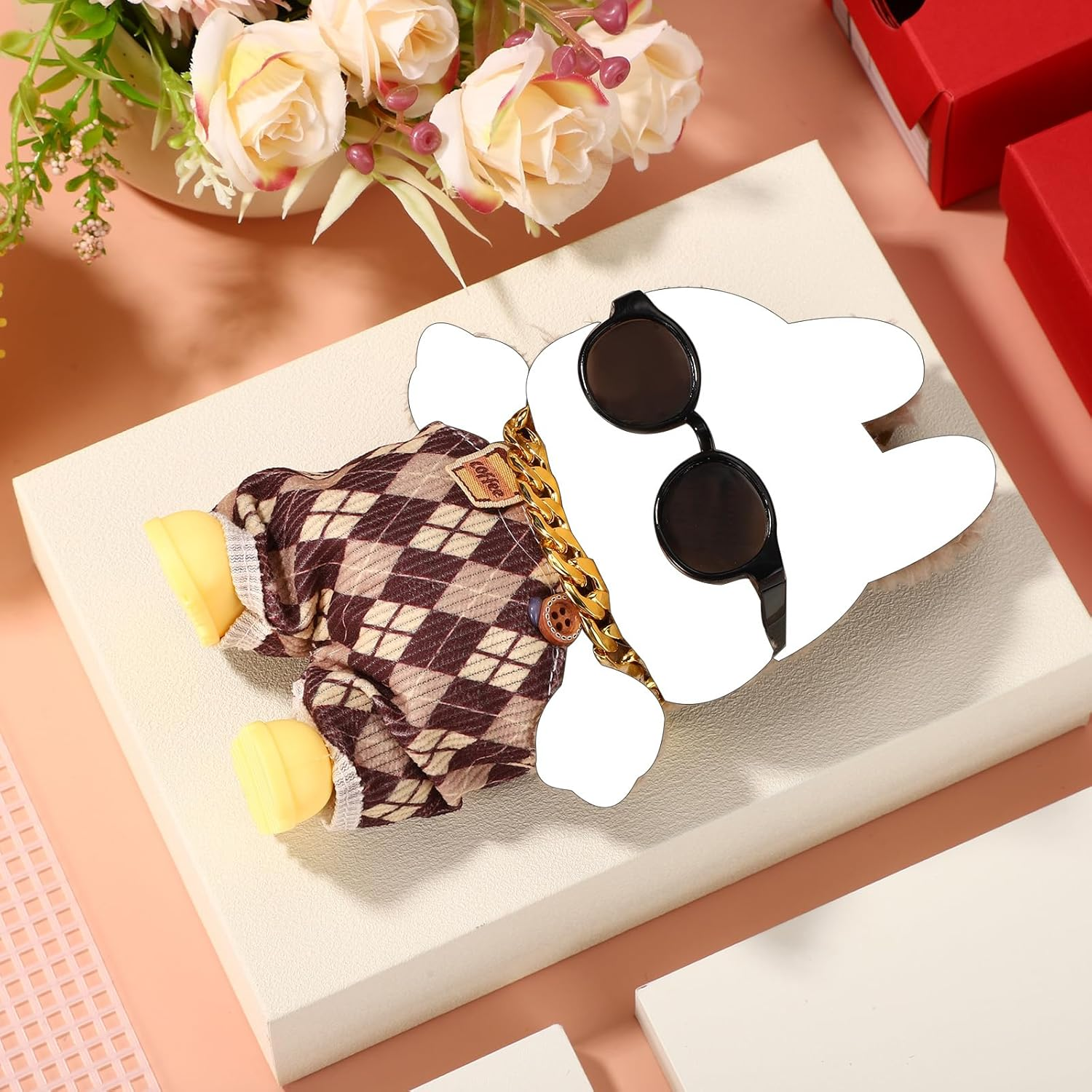 Doll Outfit Set, Stylish Sunglasse & Gold Necklace & Cute Yellow Shoes Clothing Accessories for Dolls (No Doll) image number 2