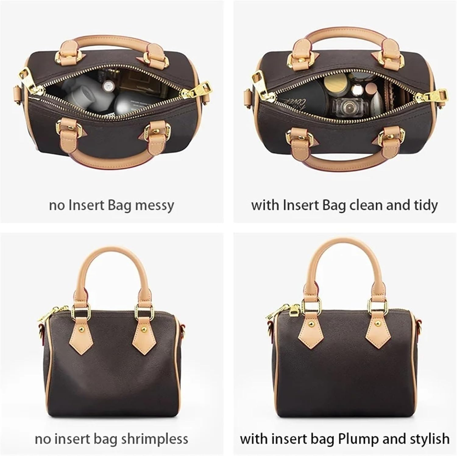 Felt Insert Bag Organizer for LV Speedy 20 25 30 35 Flap Handbag Inner Bag Makeup Travel Purse Storage Tote Bag Accessories, for Speedy30 Red, One Size