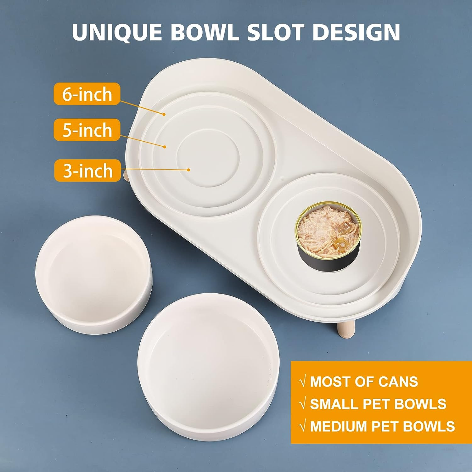 Elevated Dog Food Water Bowl - Raised Dog Bowls with Stand Non Skid - Double Dog Feeding Bowl Set with Splash Proof Guard - Ceramic Pet Dish for Small to Medium Dogs and Large Cats - 28.74 Oz - 850 Ml image number 2