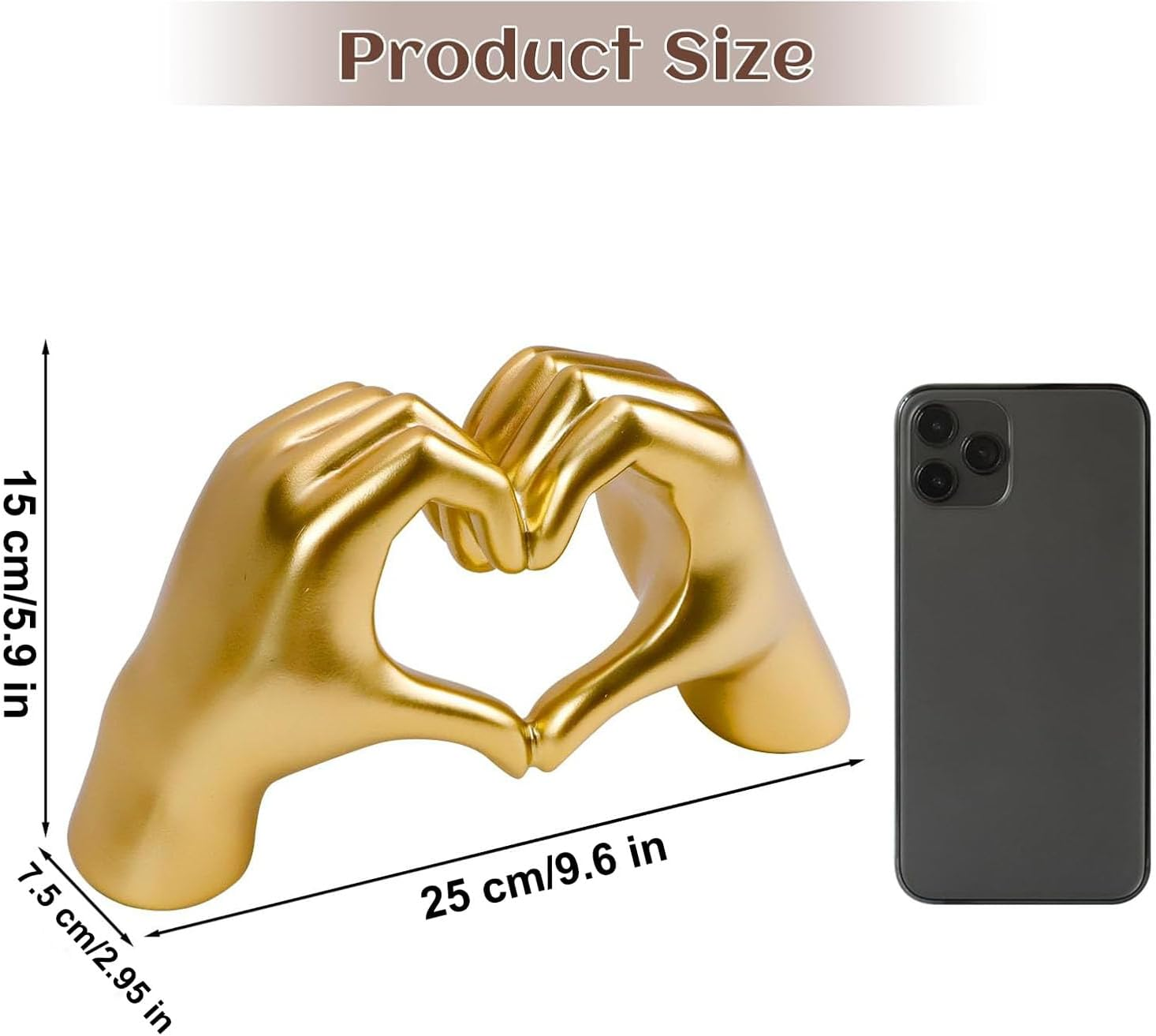 Gold Heart Hands Decoration, Love Finger Wedding Decoration, Small Ornament for Coffee Table, Office and Bedroom Home Decor, Modern Art Aesthetic (Gold) image number 1