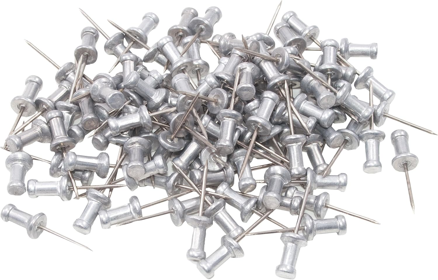 ADVANTUS Aluminum Head Push Pins, Steel 5/8-Inch Point, Silver, 100 per Box (CPAL5) image number 1