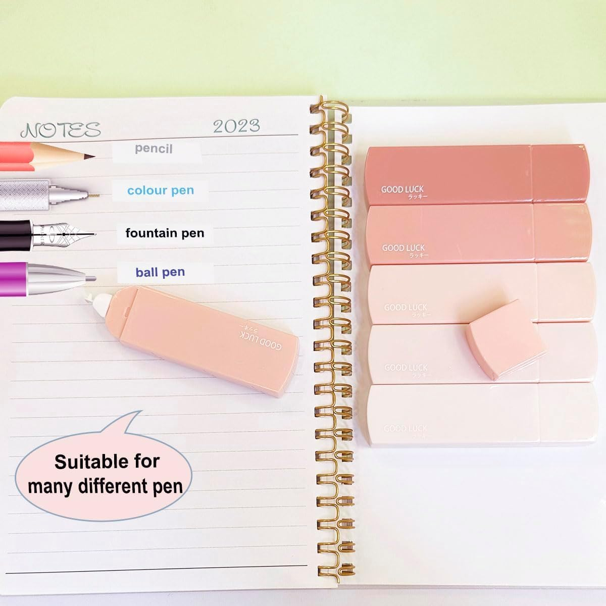 6 Pcs White Out Correction Tape, Cute Macaron Color for Instant Correction, for Students and Office Workers (Gradient Pink) - Gradient Purple image number 6