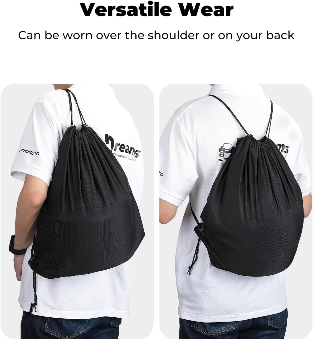 KEMIMOTO Helmet Bag, Large Capacity Light Weight Drawstring Bag for Motorcycle Bicycle Motocross Bike Racing ATV UTV Snowboard Skiing Snowmobile Cycling Riding image number 4