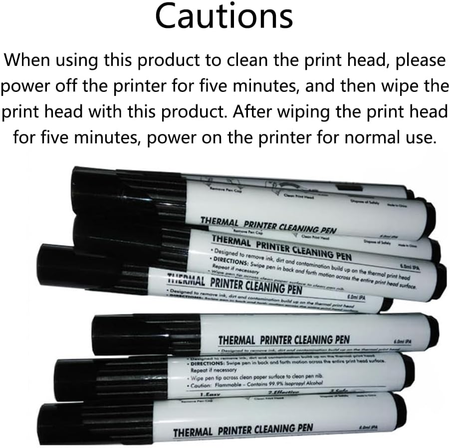 12PCS Thermal Print Head Cleaning Pens, Thermal Printer Printhead Cleaning Pens, Thermal Printers Alco Cleaning Pen Eraser, Print Head Maintenance Cleaning Pens image number 1