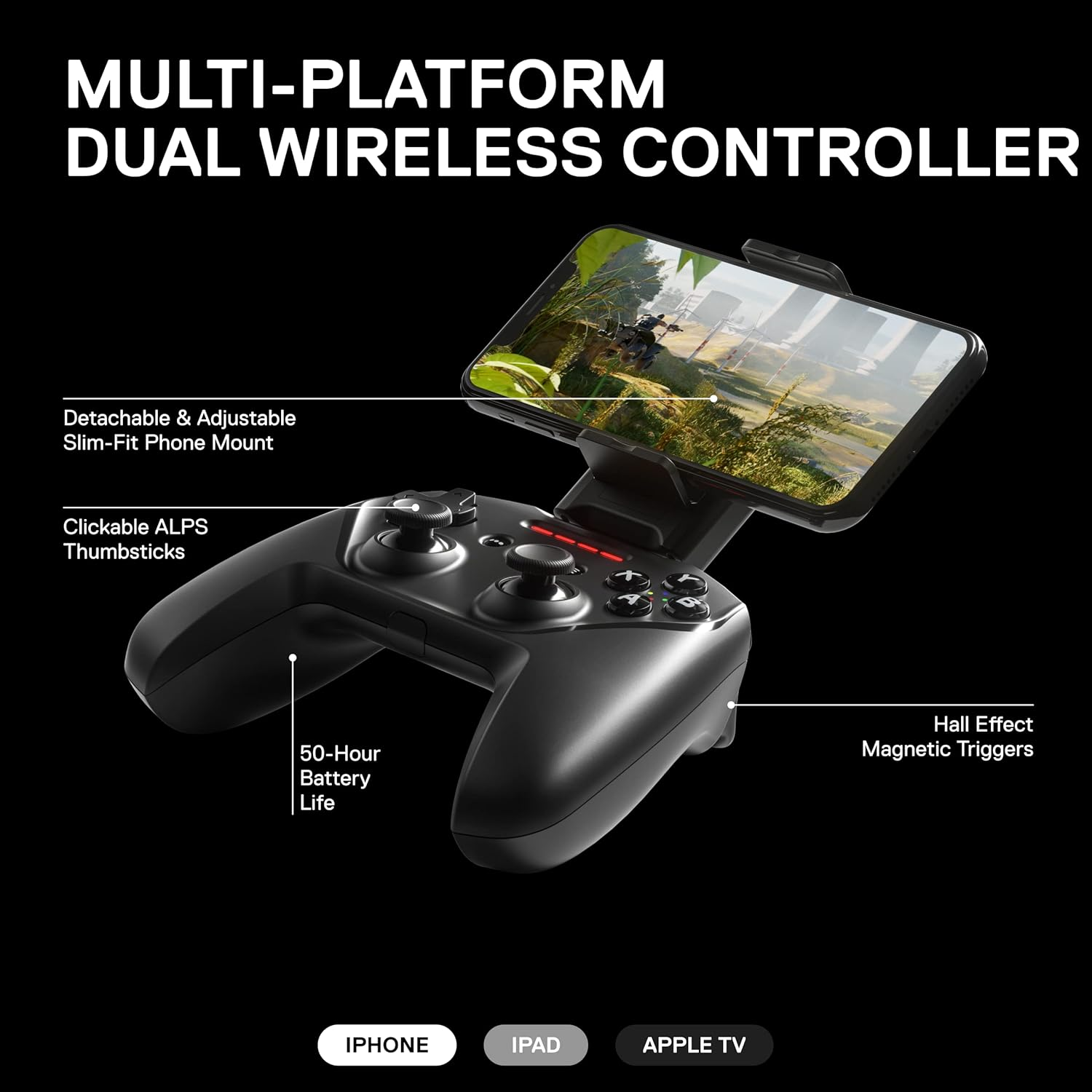 Steelseries Nimbus+ Bluetooth Mobile Gaming Controller with Iphone Mount, 50+ Hour Battery Life, Apple Licensed, Made for Ios, Ipados, Tvos