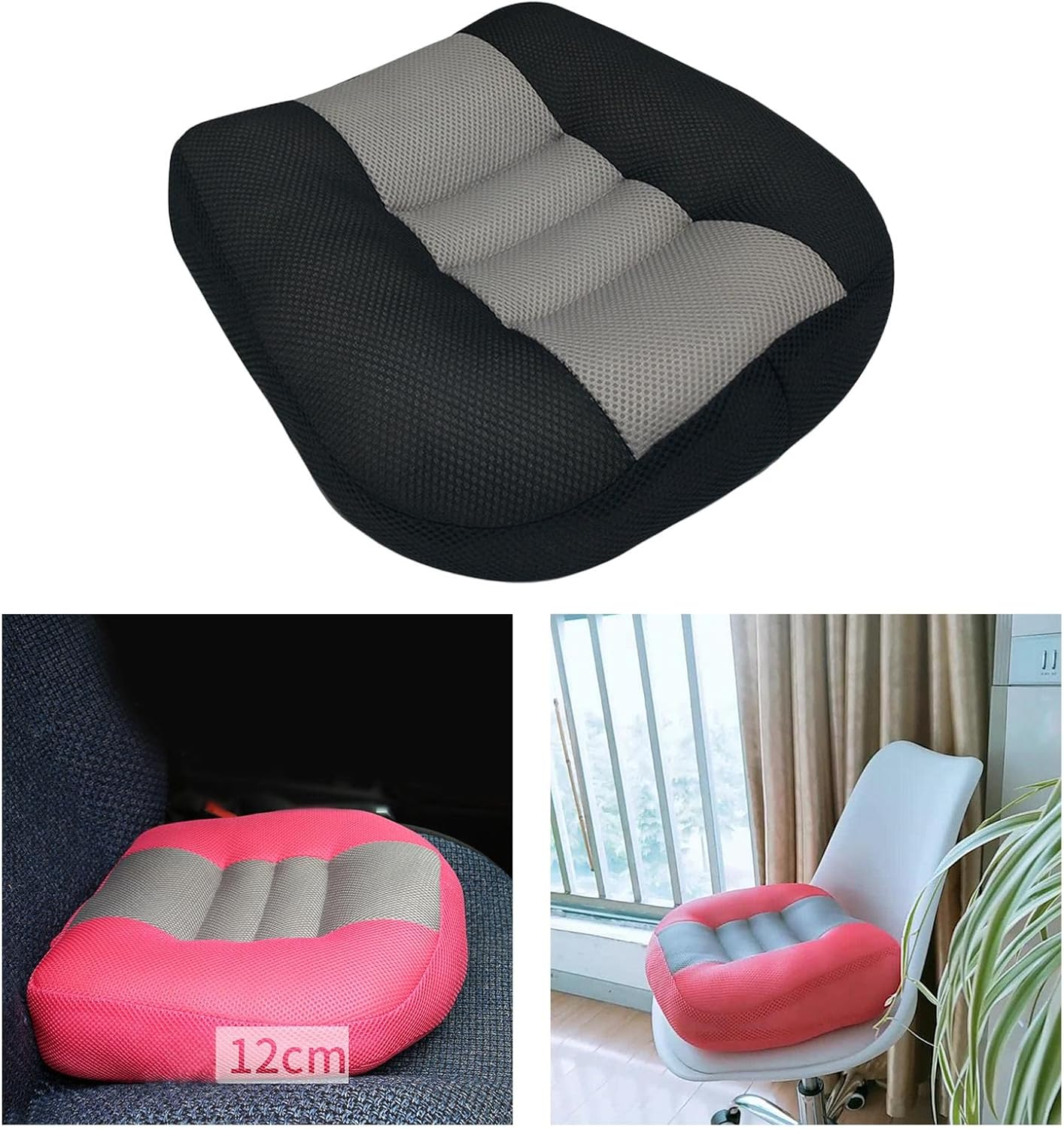 Magideal Car Cushion Heightening Height Boost Mat, Pad Angle for Car, Office,Home, Black - Black image number 5