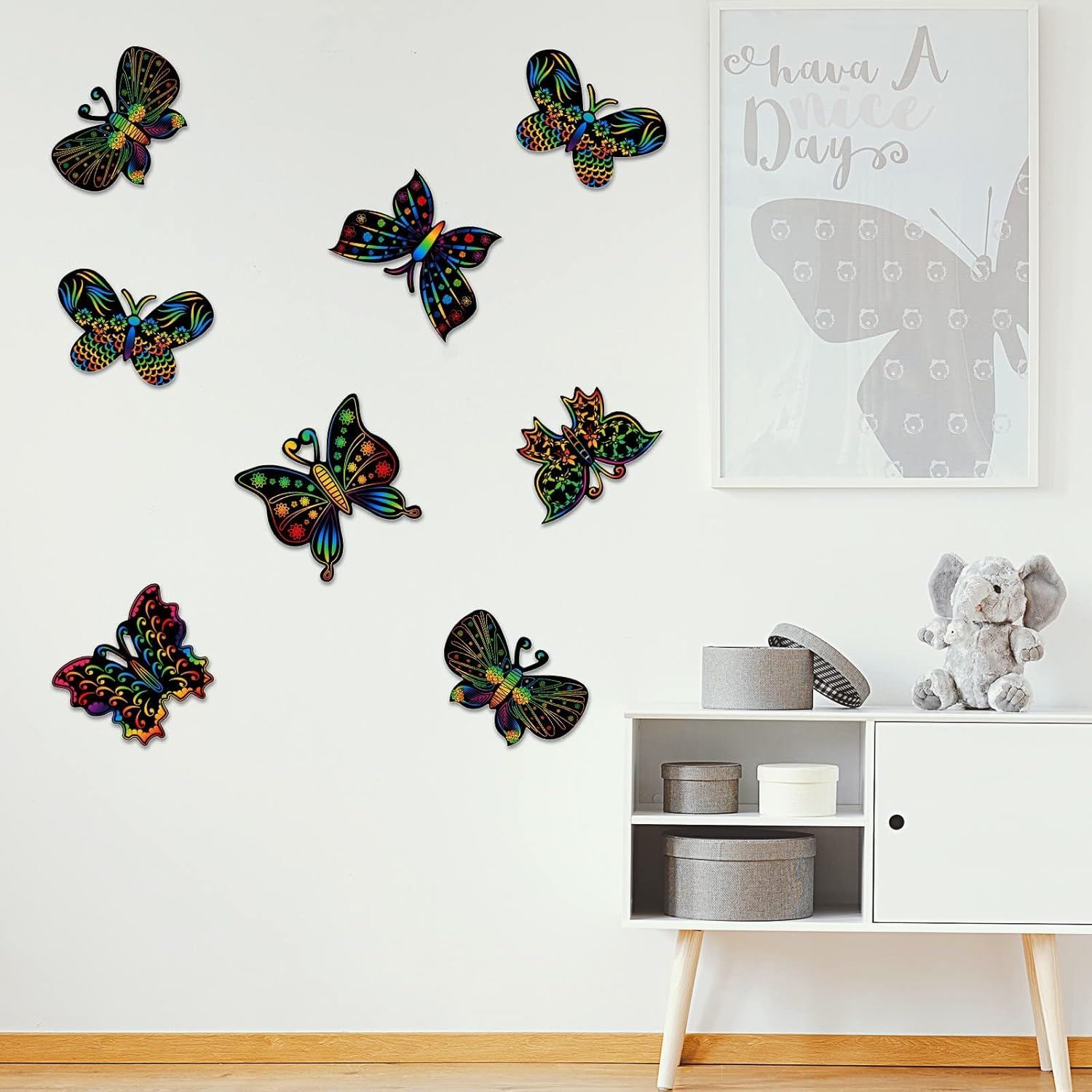 24Pcs Butterfly Scratch Cards for Kids, Rainbow Engraving Painting Scratch Board Crafts Art Card, Butterfly Party Favors for DIY Crafts Home Decoration Project Birthday Gift(6 Styles) image number 5