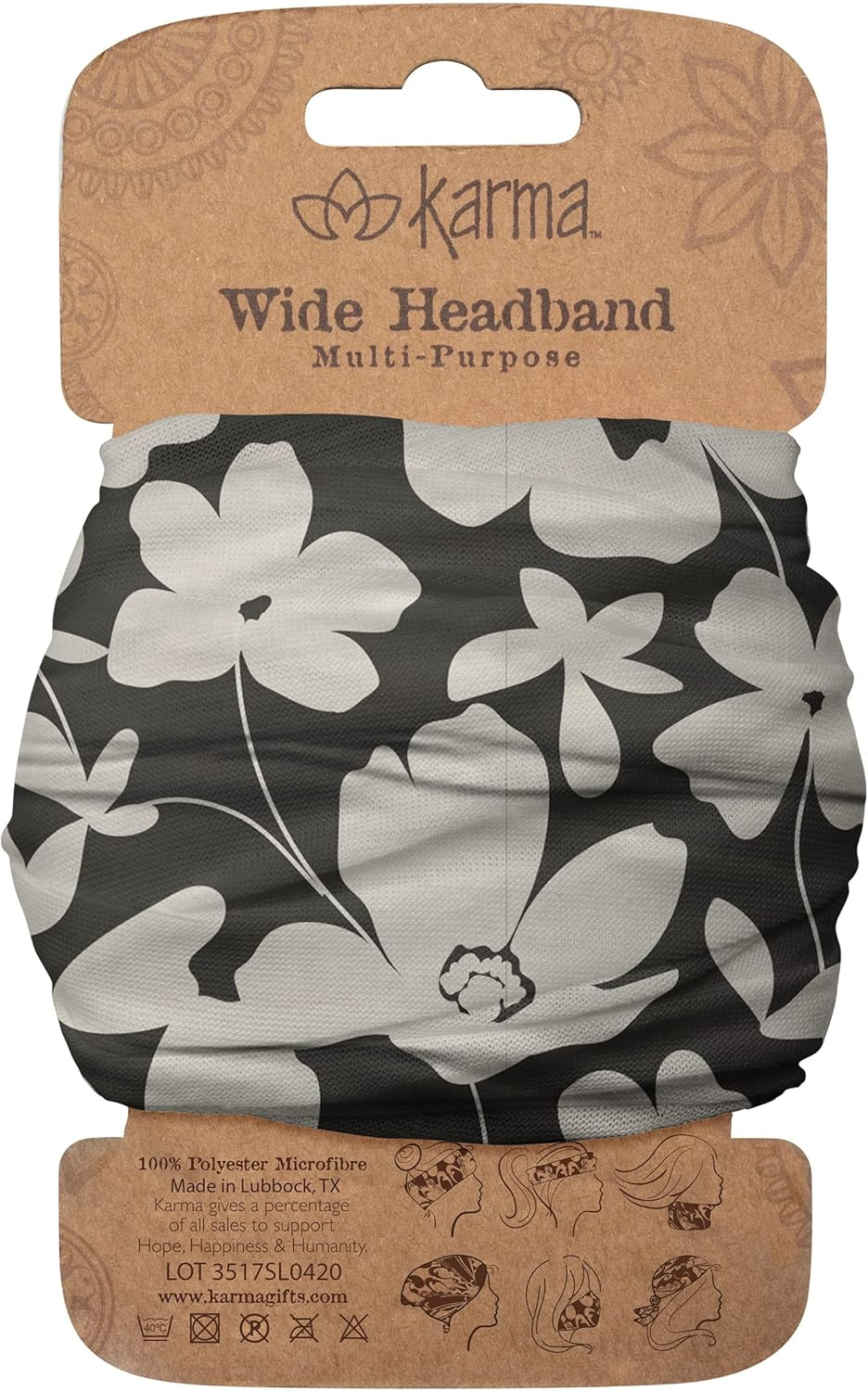 Karma Teal/Apricot Split Floral Headband for Women - Wide - Fabric Headband and Stretchy Hair Scarf - Teal/Apricot image number 1