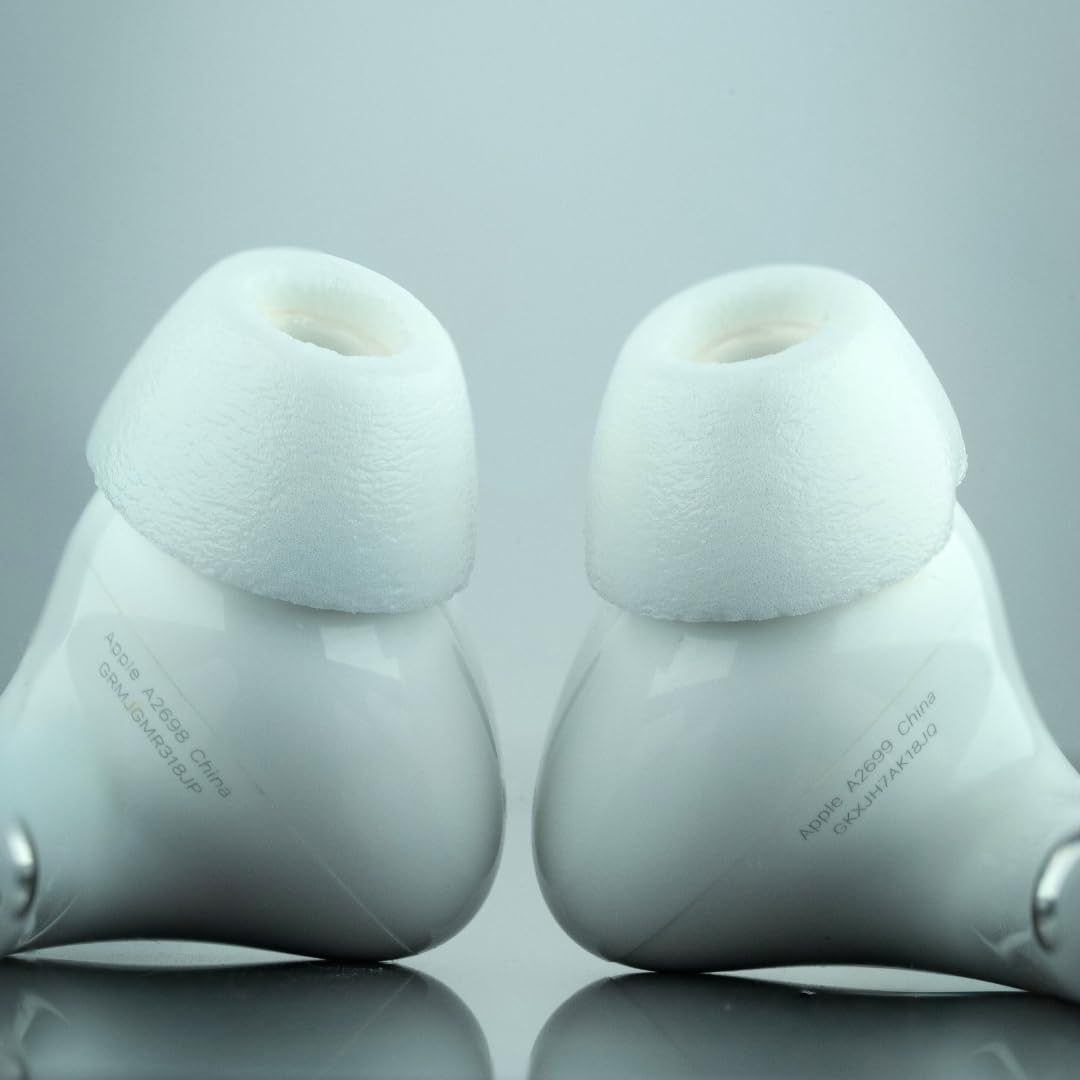 Comply Truegrip MAX | Premium Memory Foam Replacement Earbud Tips for Apple Airpods Pro 1 & 2 | Long Lasting Comfort, Extreme Durability, Secure Fit, Superior Noise Isolation| White (Medium) (3 Pairs) image number 1