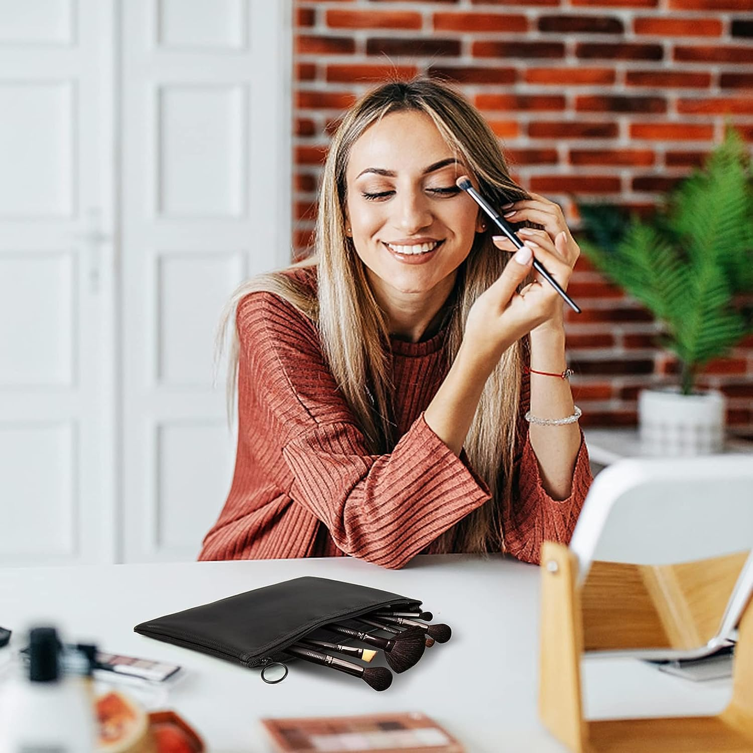 Stibest 6 Pieces Mesh Makeup Bags Mesh Cosmetic Bag Portable Travel Organizing Zipper Pouch Toiletries Makeup Pouches for Home Office Travel Accessories, Black, Mesh Makeup Bag