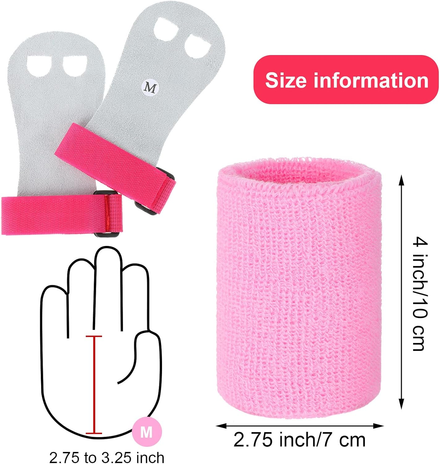 2 Gymnastics Grips Wristbands Sets for Kids Youth, Palm Protection and Wrist Support Sports Accessories for Workout Exercise