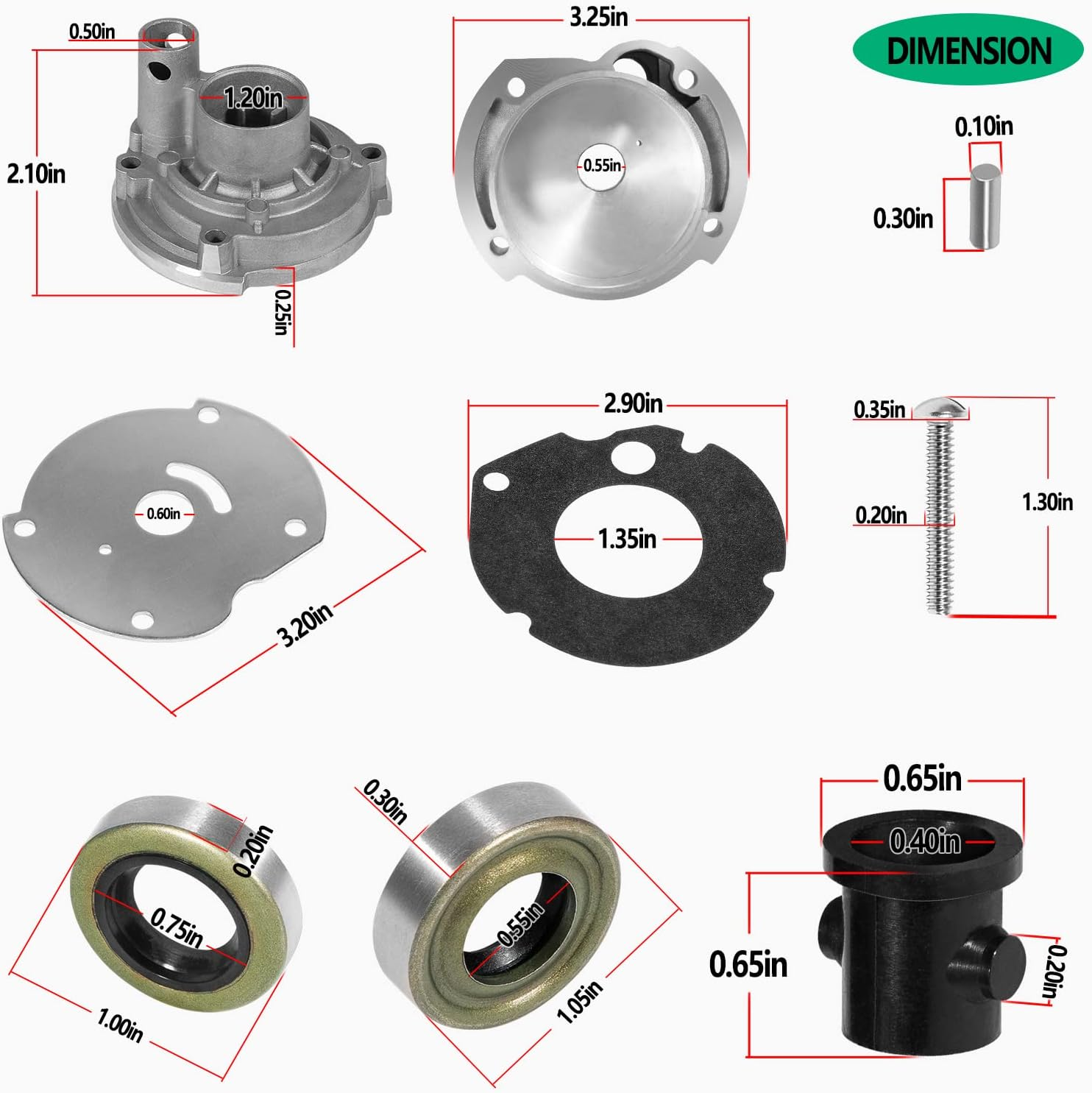 382296 Outboard Water Pump Impeller Replacement Kit for Johnson Evinrude Outboard 9.5Hp 10Hp image number 2