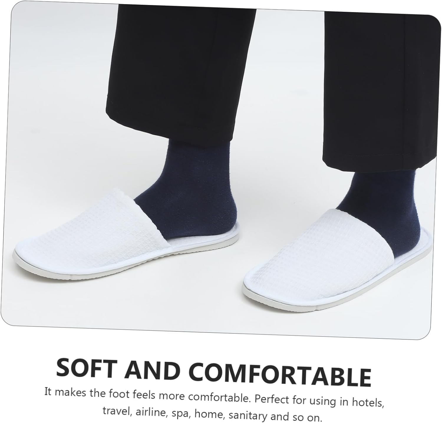 Disposable Hotel Slippers 2 Pairs Lightweight Non-Woven Fabric Travel Salon Guest Home Use image number 5