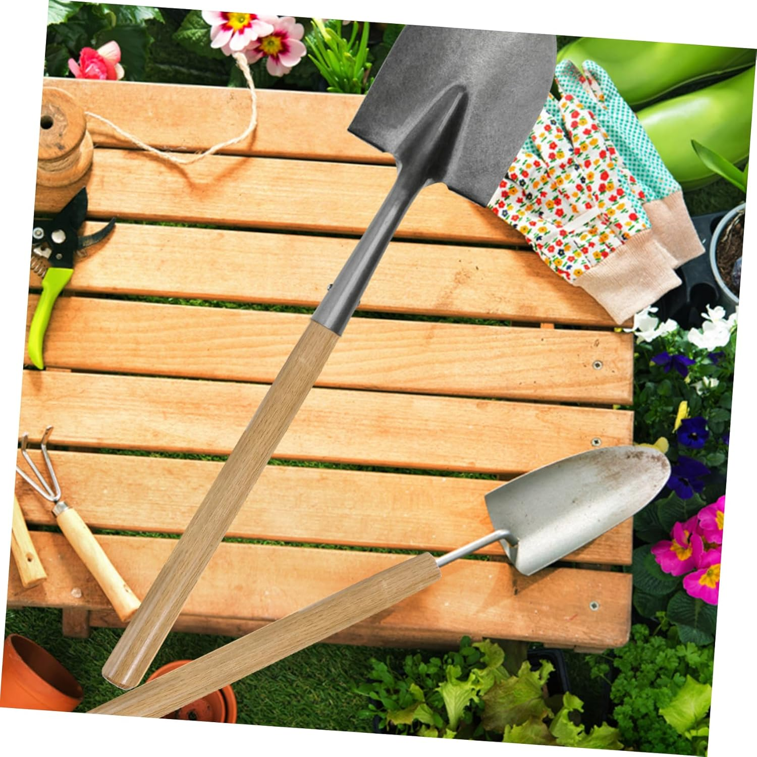 Amosfun Heavy Duty Wooden Shovel Handle Replacement Solid Wood Agricultural Tool Handle for Gardening image number 4