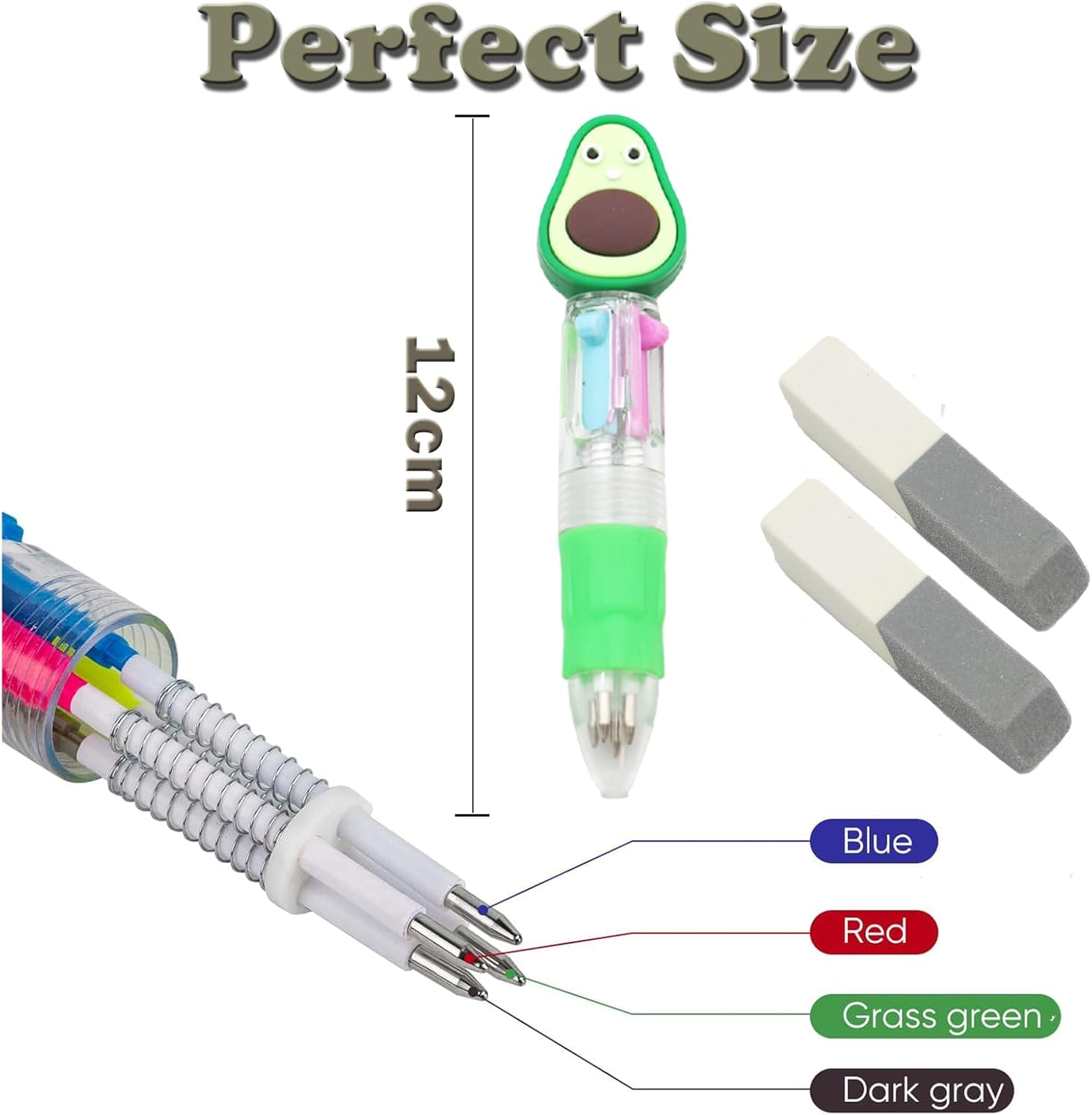 30Pcs Multicolor Pen in One Complimentary Erasers - 4-In-1 Cute Pens for Kids - Ballpoint Pens for Birthdays and Children'S Parties - Fun Gifts Assorted Lnk Kawaii Pens Students Prizes (Random Style) image number 4