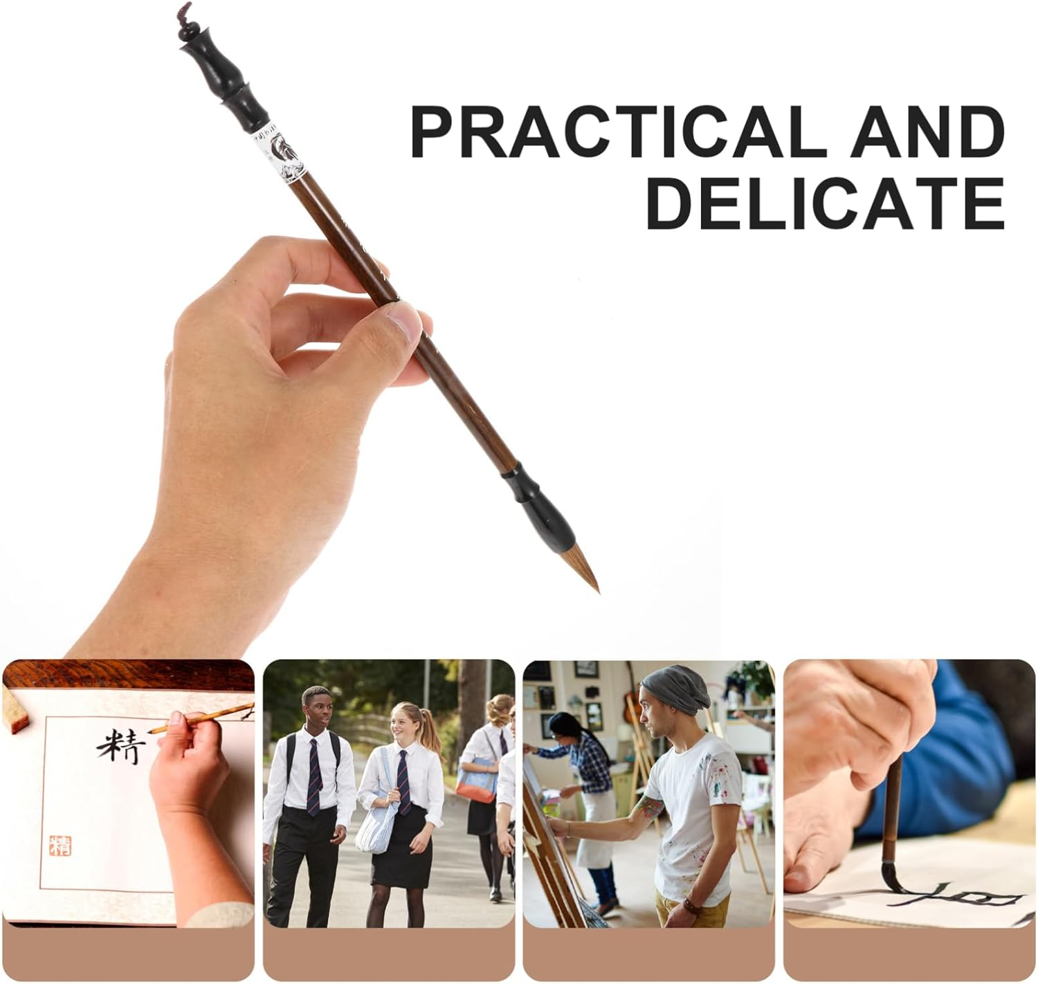 HOODANCOS 9Pcs Set of Chinese Art Brushes - Calligraphy - Ink and Painting Brushes Authentic Chinese Calligraphy Brush Japanese Sumi E Art Brush Ideal for Beginners image number 5