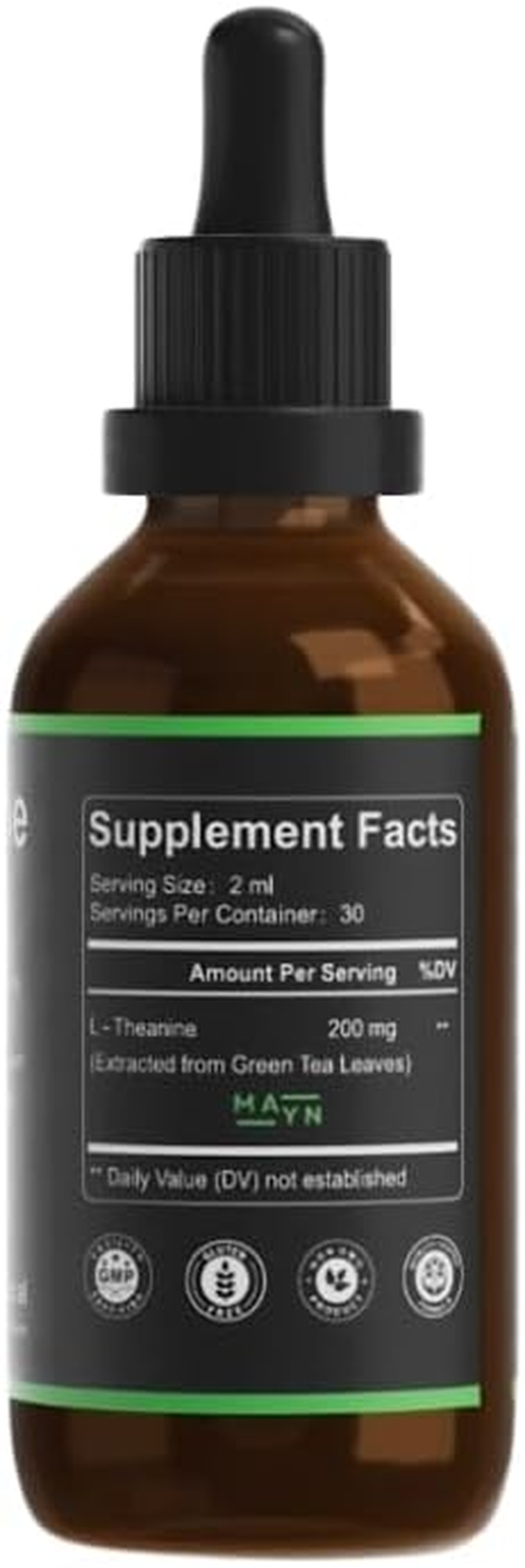 MAYN L-Theanine Liquid Drops &ndash; Natural Relaxation, Stress Relief & Focus Support Supplement &ndash; 200Mg Vegan, Non-Gmo, Clean Formula for Calm Mood & Mental Clarity &ndash; 60Ml image number 6