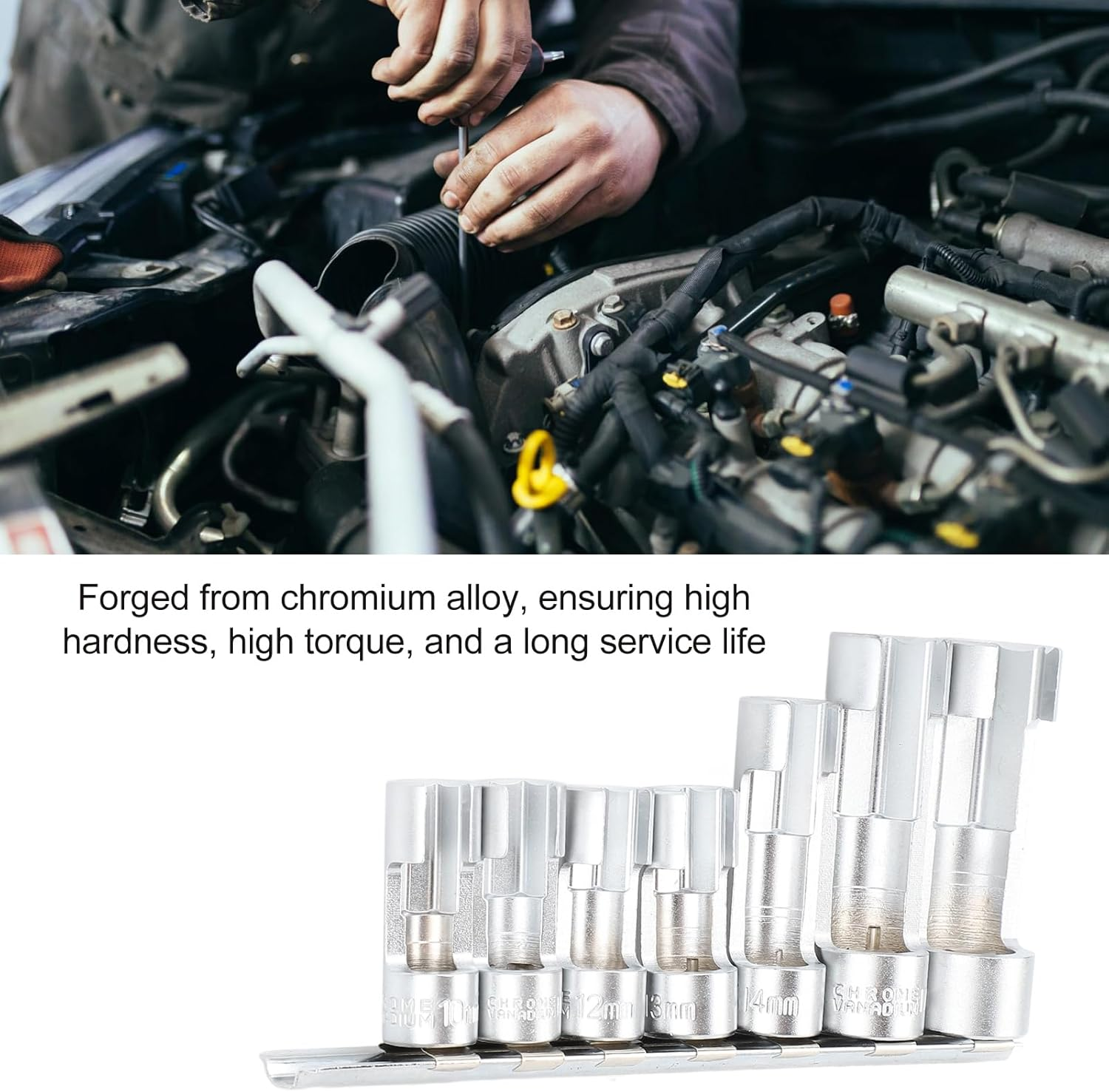 7 Pcs Oxygen Sensor Socket Set, Alloy Oil Injector O2 Oxygen Sensor Removal Socket Tool, Oxygen Sensor Wrench Remover Kit Car Accessories for Vehicle image number 3