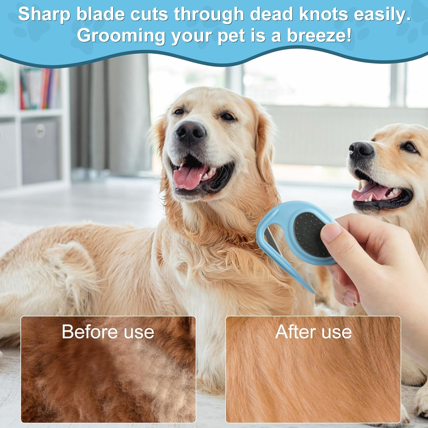 Adiwo Pet Knotting Comb, Pack of 2 Dematting Knife Cat with Steel Blade, Knot Comb, Hair Removal Tool, Knot Remover, Cat, Perfect for Pets, Removes Undercoat Tangles with Comb image number 3