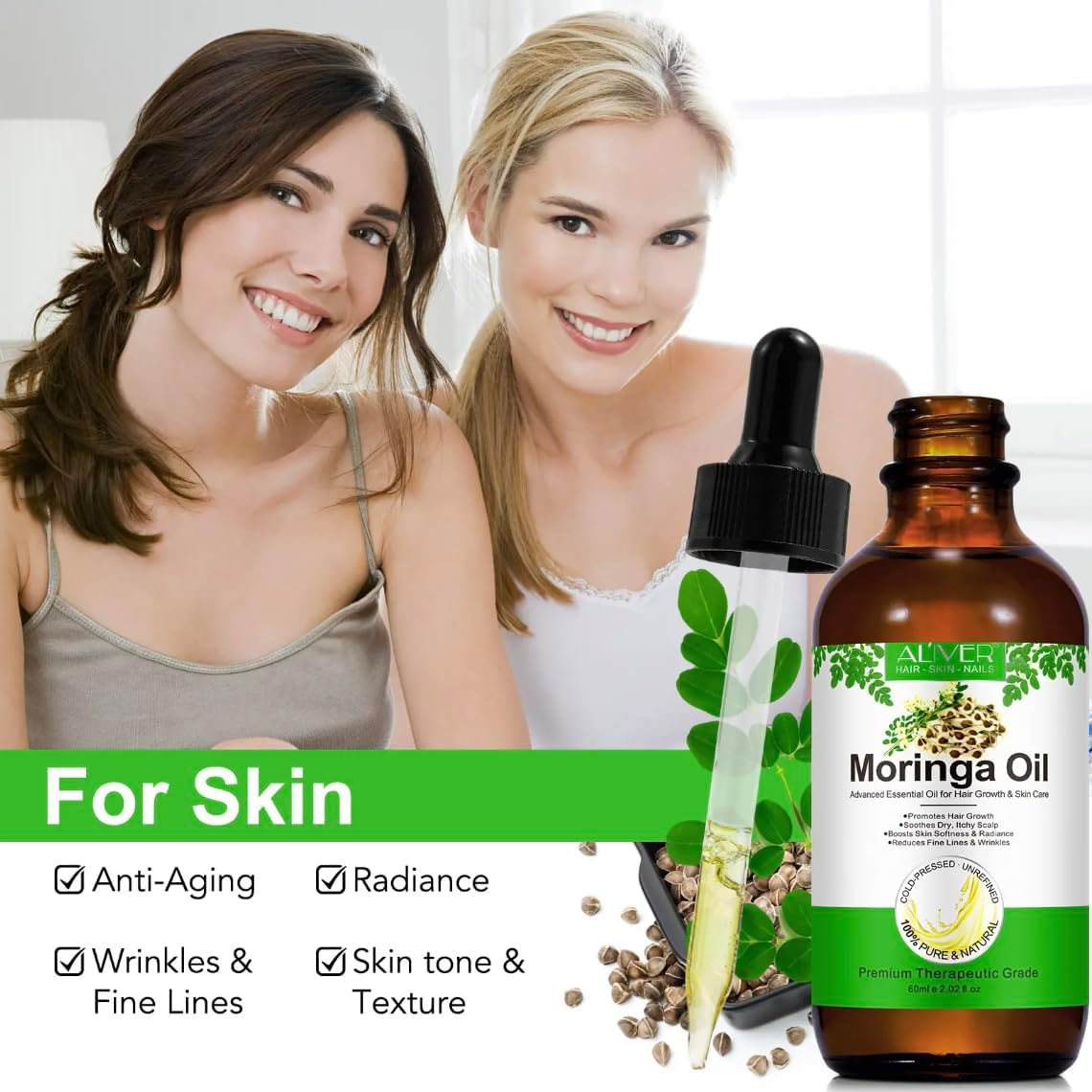 PREMIUM Moringa Oil | Hair Growth. 100% Natural Organic Pure Cold Pressed. Repair - Restore - Regrow - Treatment- Anti-Hair Loss - Skin Care - anti Aging. Scalp + Eyebrow + Eyelash image number 6