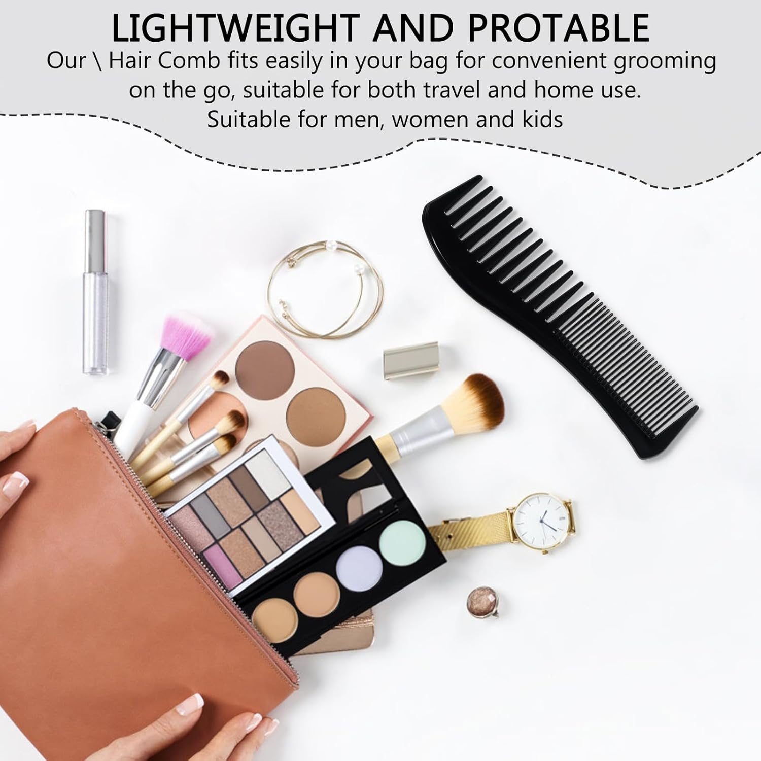 Detangling Hair Comb for Women Double Tooth Hair Comb with Wide and Fine Teeth Shower Combs for Wet Curly Hair Style Hair Care Comb Barber Comb for Thin Thick Curly Straight Hair for Women Men image number 1