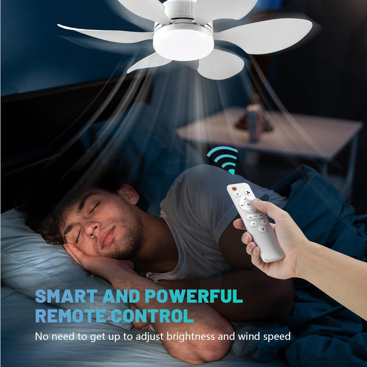 Socket Fan Light -20.5"/52Cm Ceiling Fan with Light and Remote, E27 Plug in Fan Light Bulb for Bedroom, Kitchen, Living Room, Bathroom, Workshop-3 Color Temperatures, 3 Fan Speeds,2000 Lumens,40W