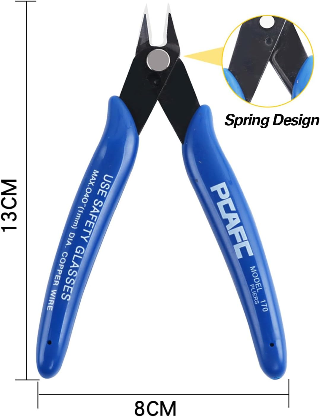 Flush Cutters - Flush Cut Side Cutter Pliers & Precision Wire Snips for Jewelry, Electronics & Crafts | Mini 170 Model with Spring-Loaded Design, Carbon Steel Blades image number 2