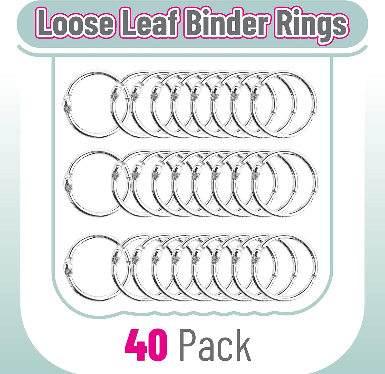 Mr. Pen- Loose Leaf Binder Ring, 40 Pack, Binder Rings 1 Inch, Metal Rings for Index Cards, Back to School Supplies image number 4