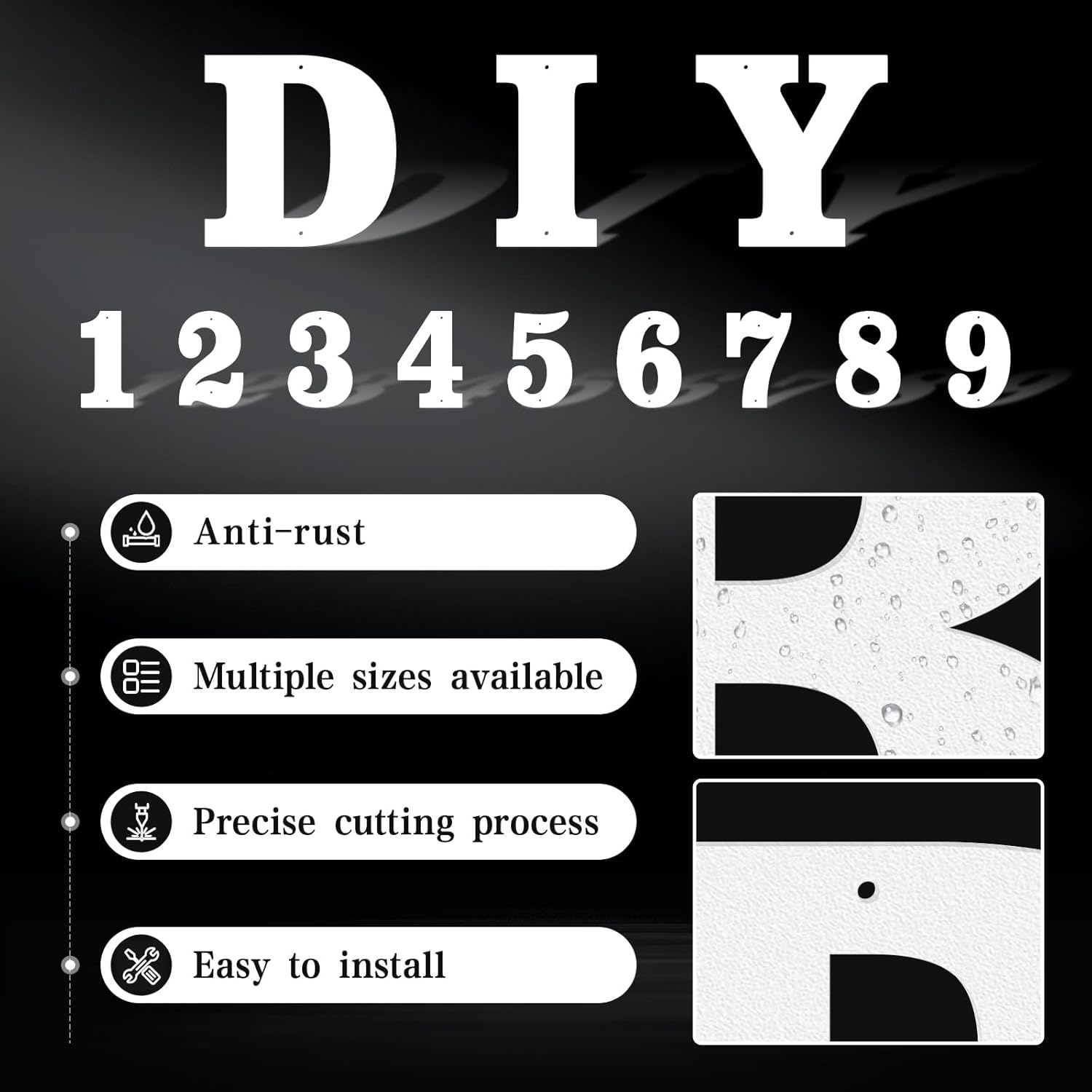 3 Inch Crisp White Rustproof House Numbers Letters,Heavy-Duty Metal Address Numbers for House,Weatherproof 0-9 Numbers & A-Z Outdoor Metal Letters Full Set for Door,Gate,Mailbox(6) image number 6