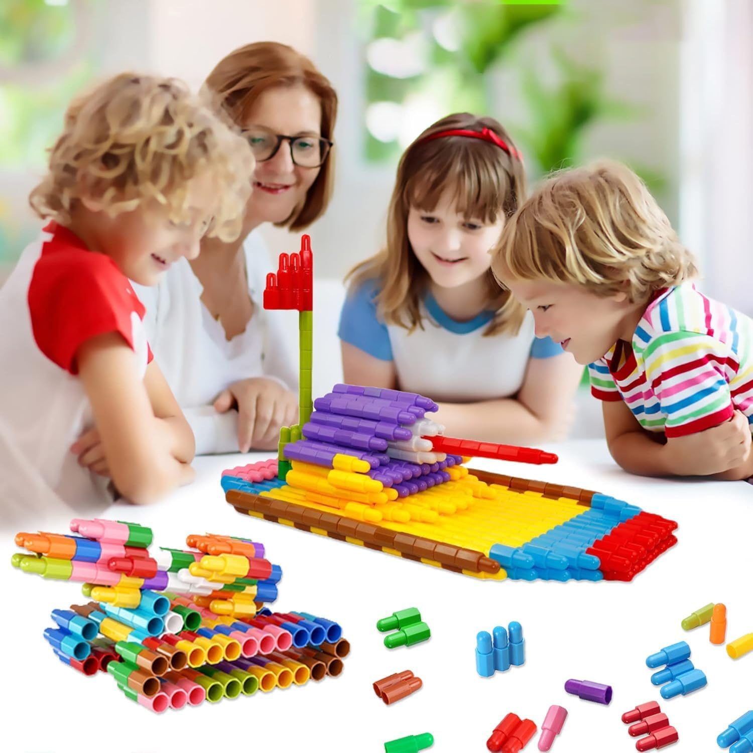 Cawtiuly Kids 160Pcs Building Blocks Set Educational STEM Building Toy, Construction Block Toys Set Learning Playset Kit for Boys Girls, Child Brain Development Preschool Kindergarten Toy Age 3+ - 3 image number 6
